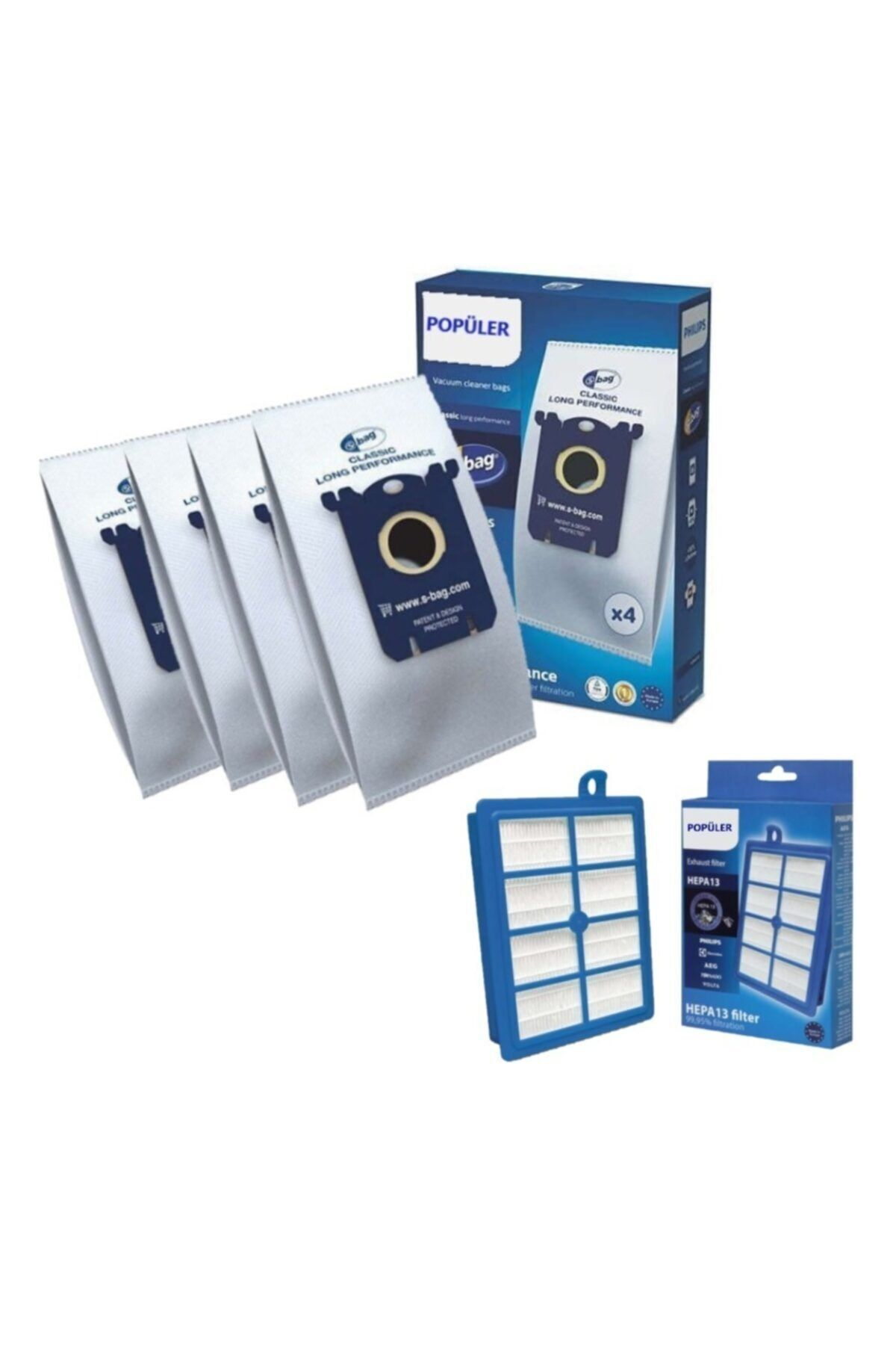 POPULER Philips FC9050 - FC9079 Jewel Uyumlu  Toz Torbası + Hepa Filtre
