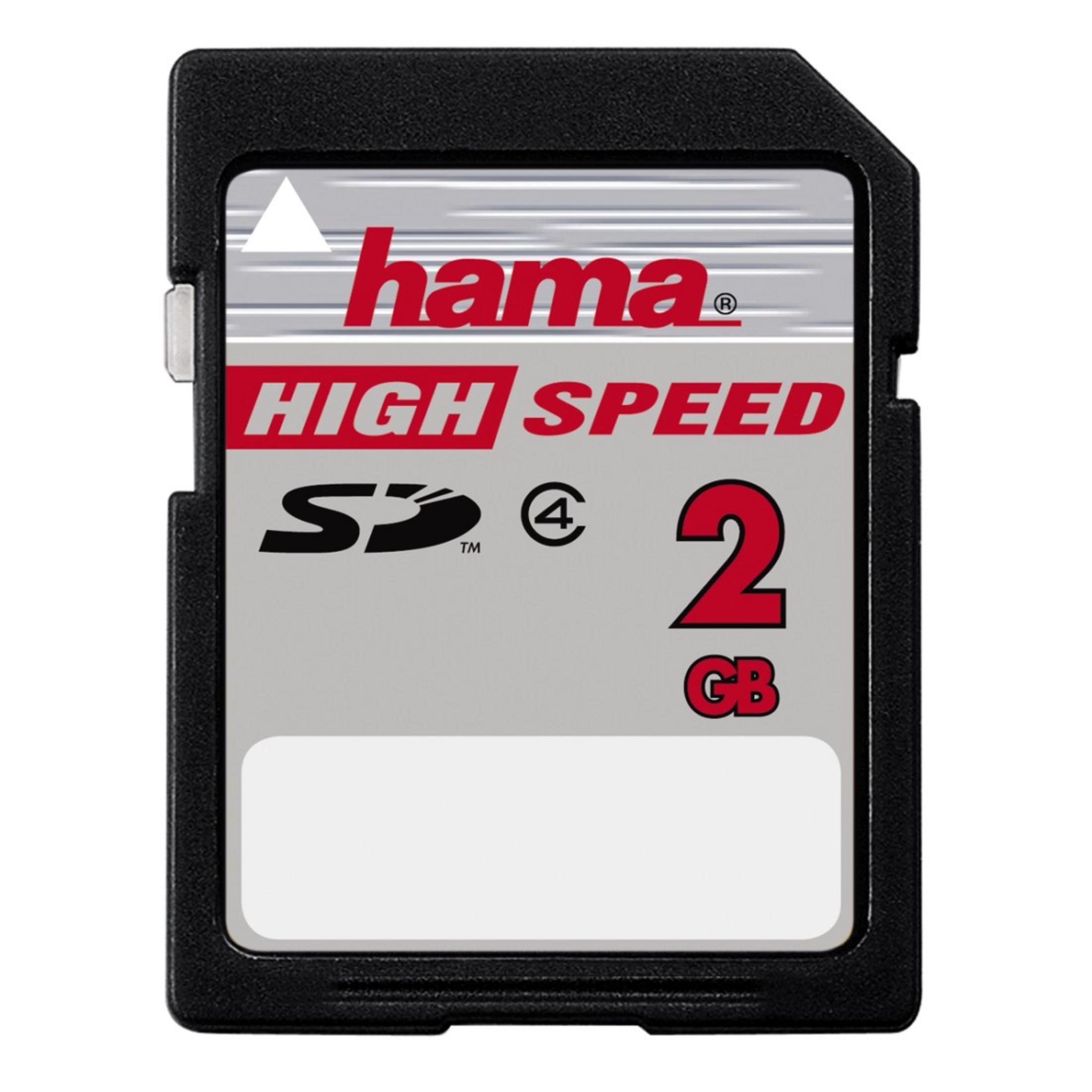 Hama SD-Karte 2GB High Speed mit rotem Schriftzug.