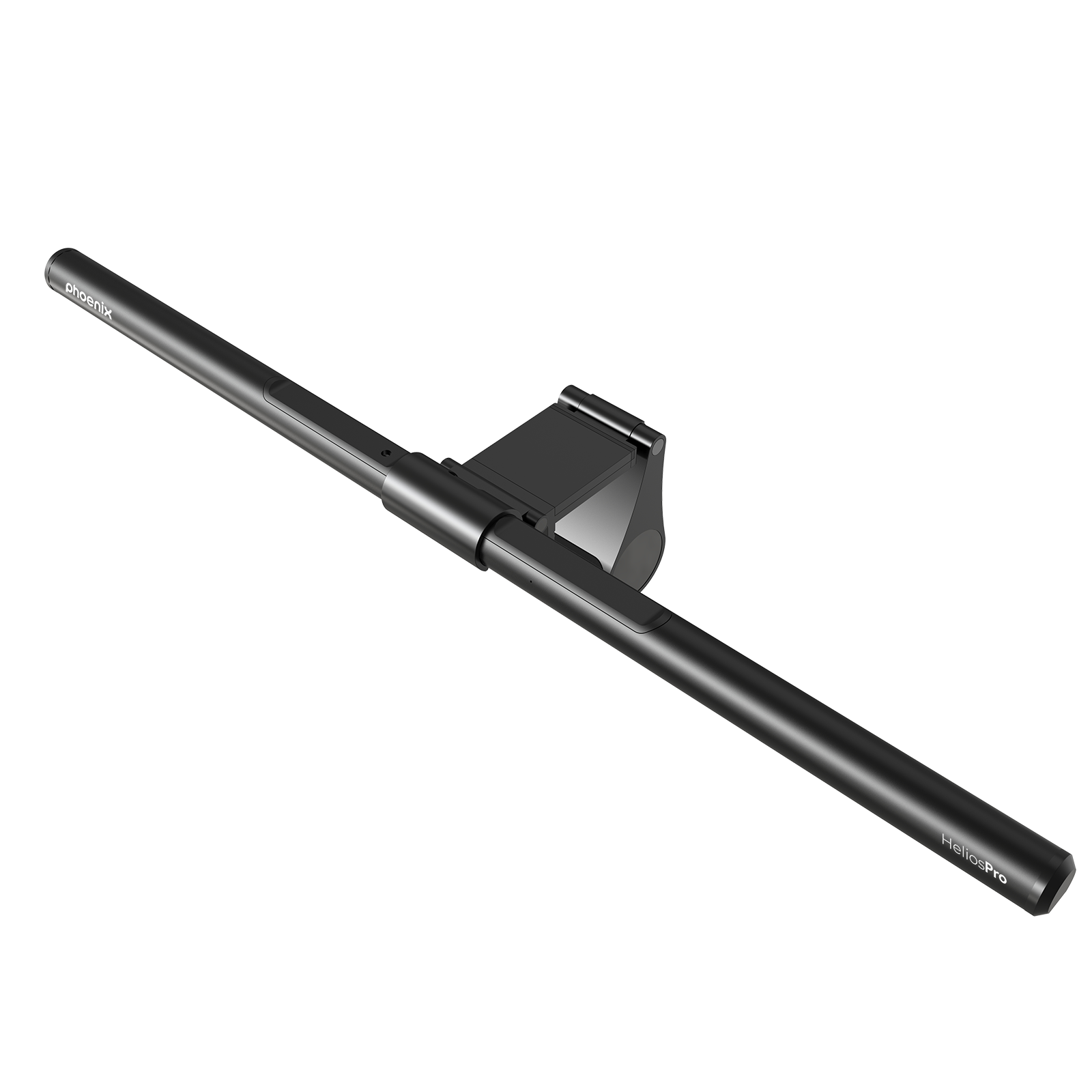 Una barra de luz negra para monitor con un soporte en la parte inferior.