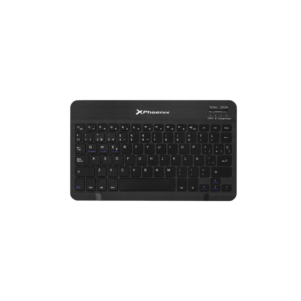 Teclado negro XPhoenix con distribución QWERTY y símbolos.