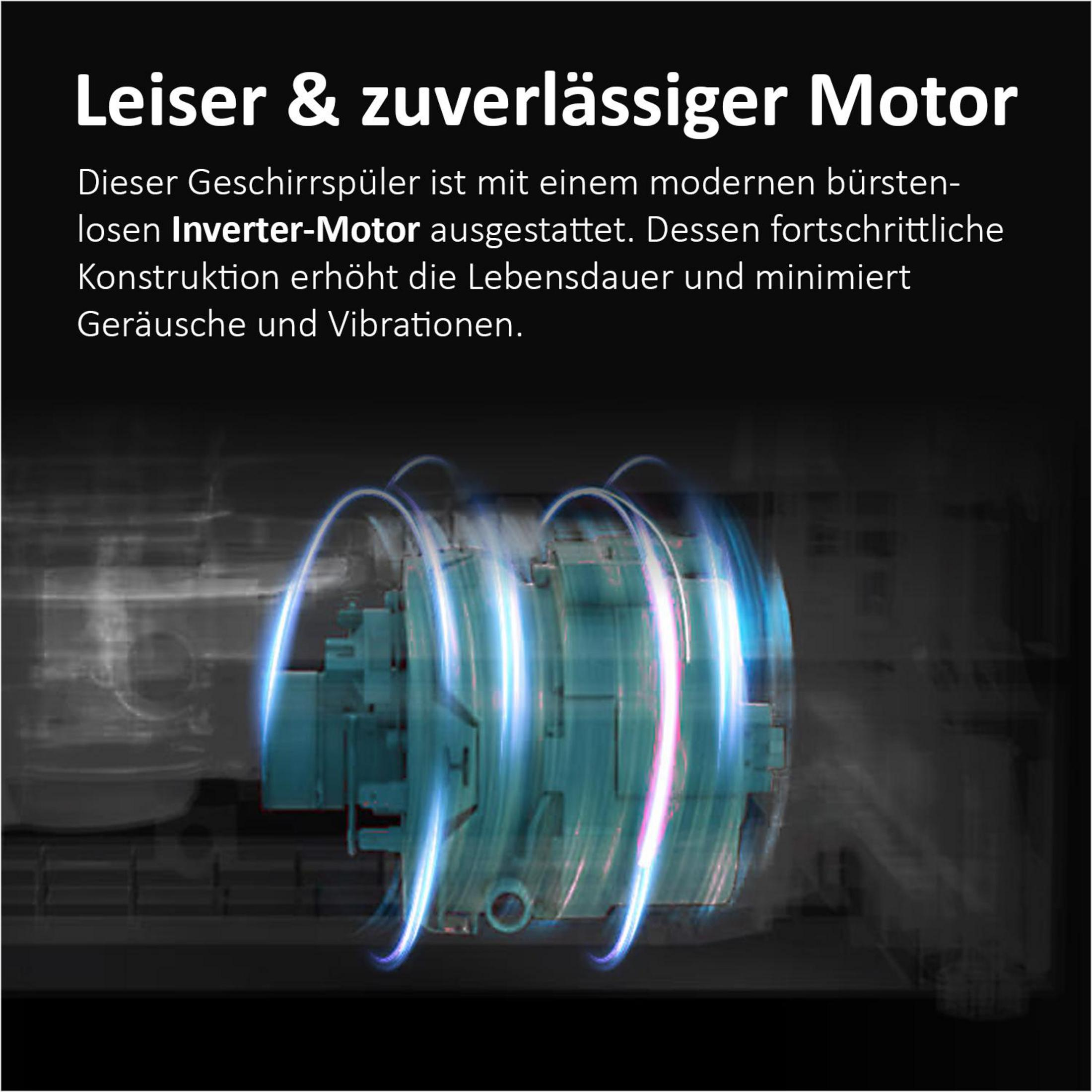 Nahaufnahme eines tealfarbenen Motors mit blauen und pinken Lichtbögen.