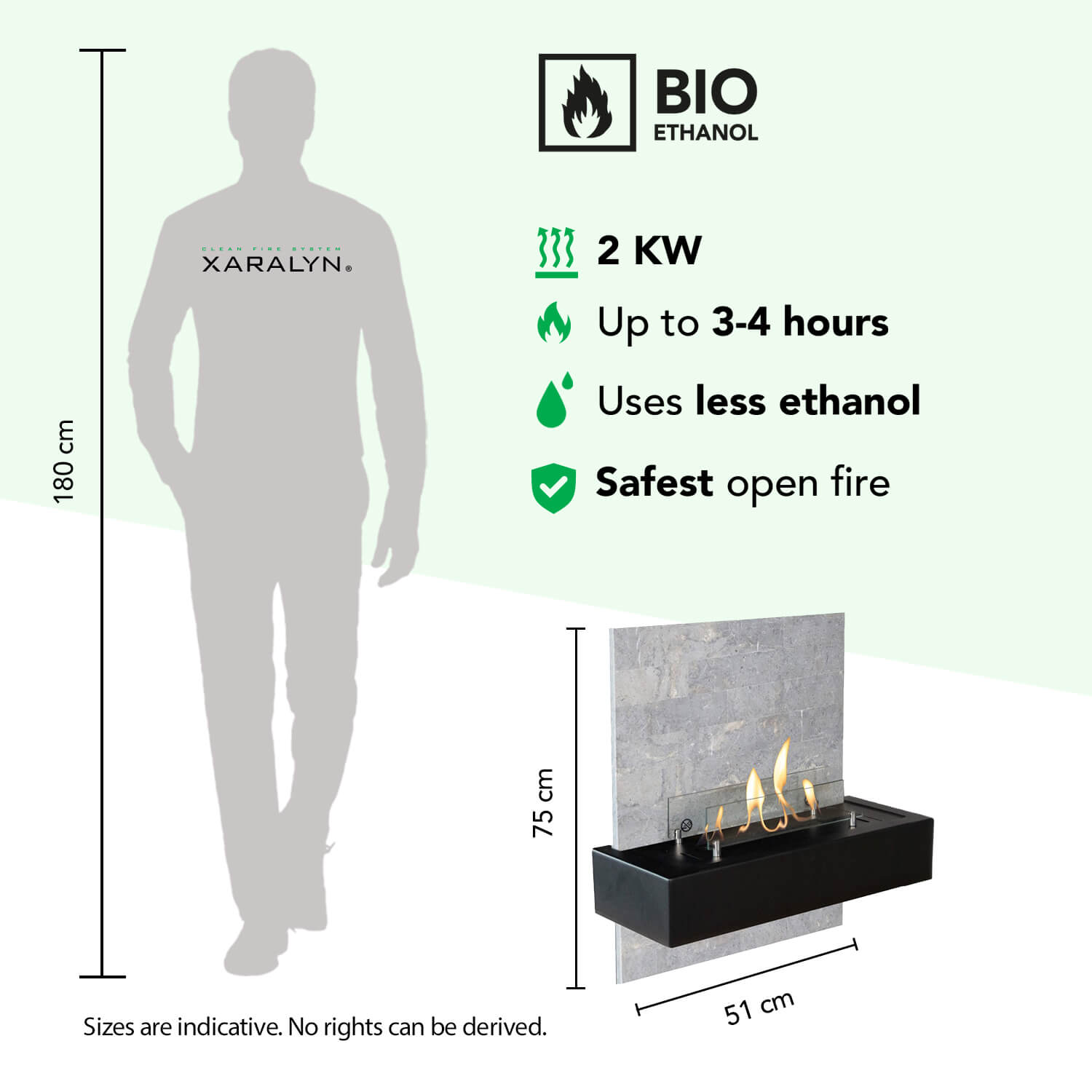 Bio-ethanol haard: 2KW, tot 4 uur, zuinig, veilig.