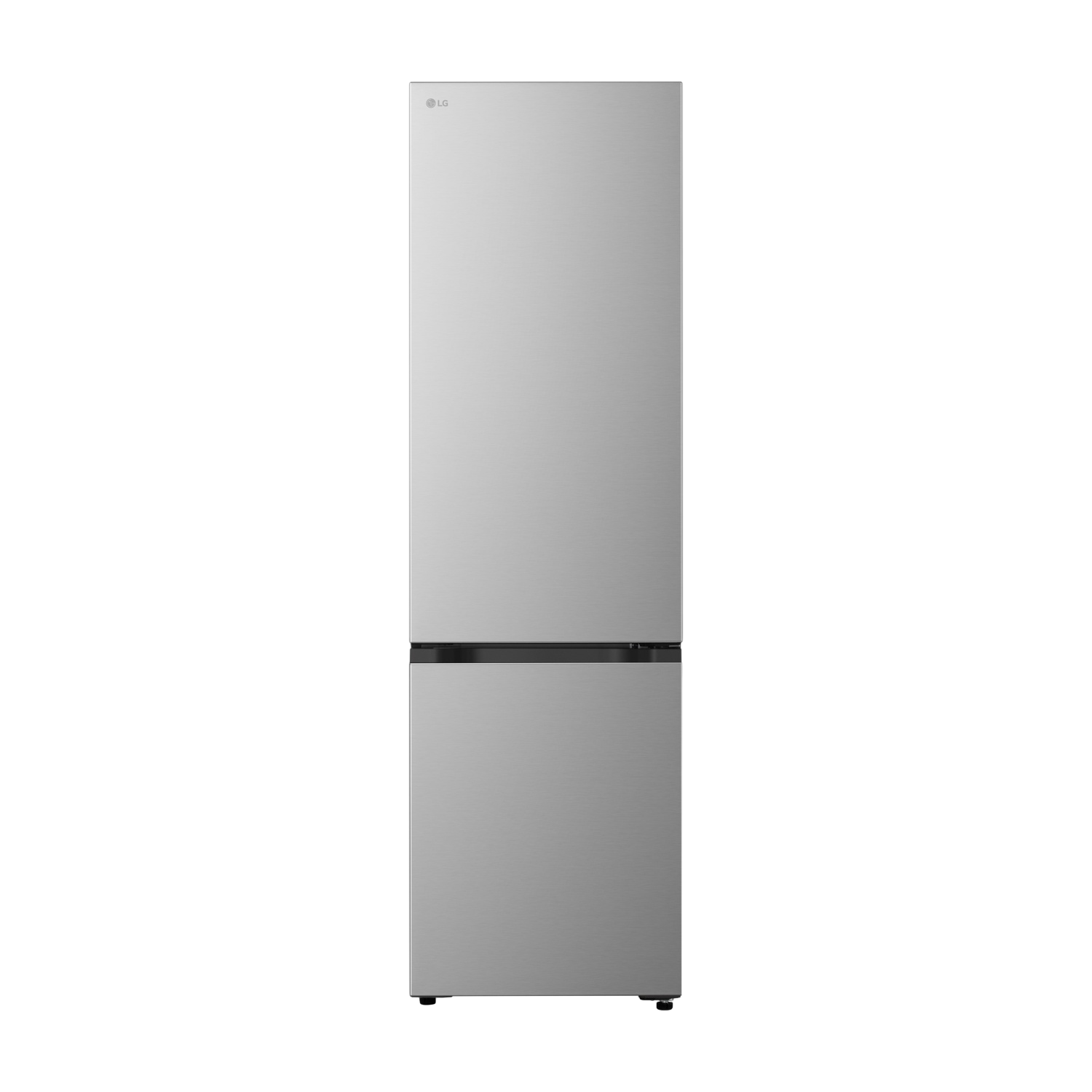 Ein silberner Kühlschrank mit LG-Logo.