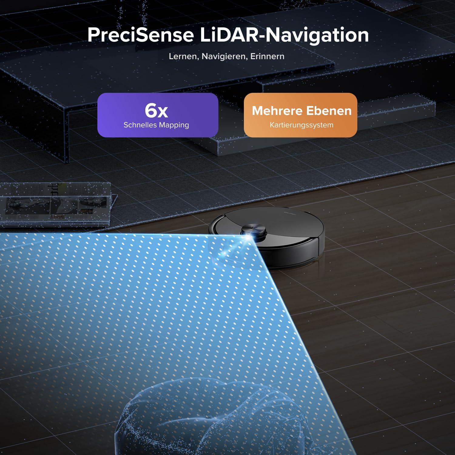 Ein Saugroboter nutzt LiDAR-Navigation mit 6x schnellerem Mapping.