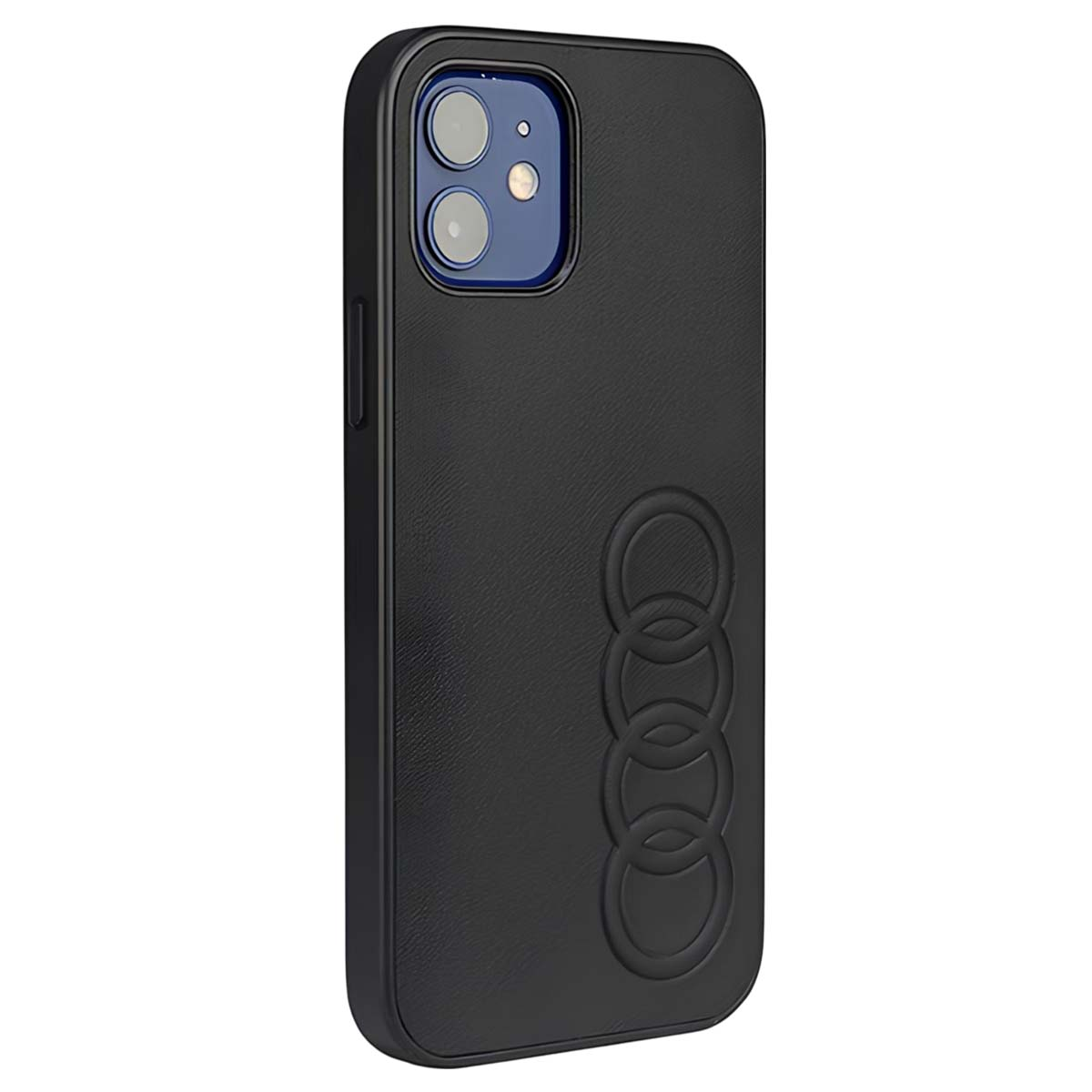 Custodia nera per telefono con logo Audi.
