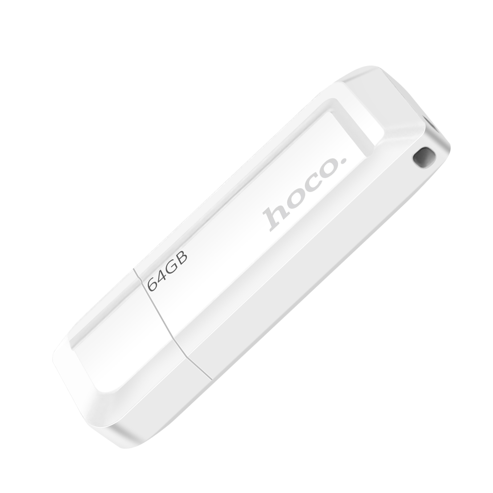 Ein weißer 64GB USB-Stick mit dem Logo "hoco."