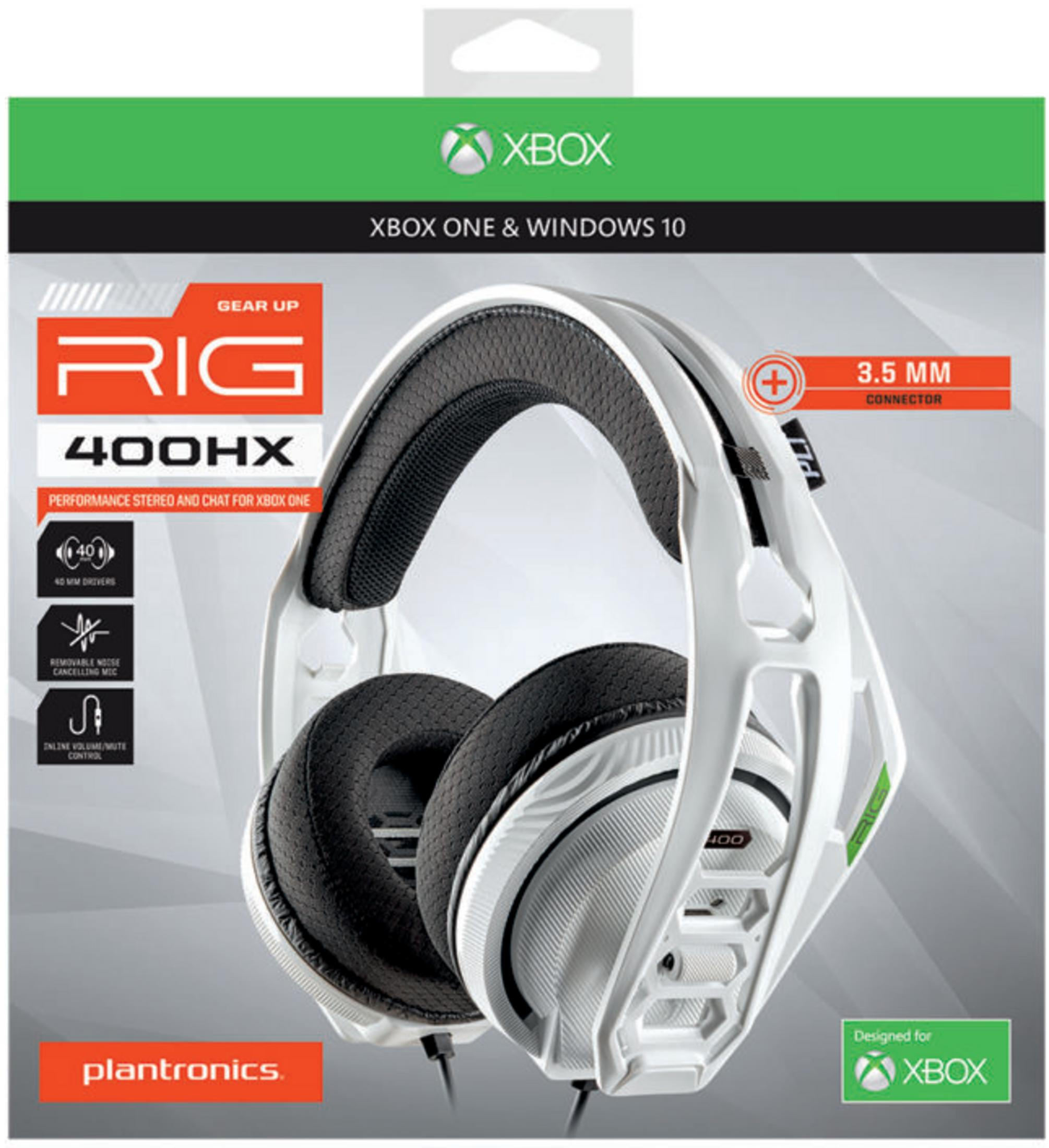 Biało-czarny zestaw słuchawkowy RIG 400HX dla Xbox One i Windows 10.