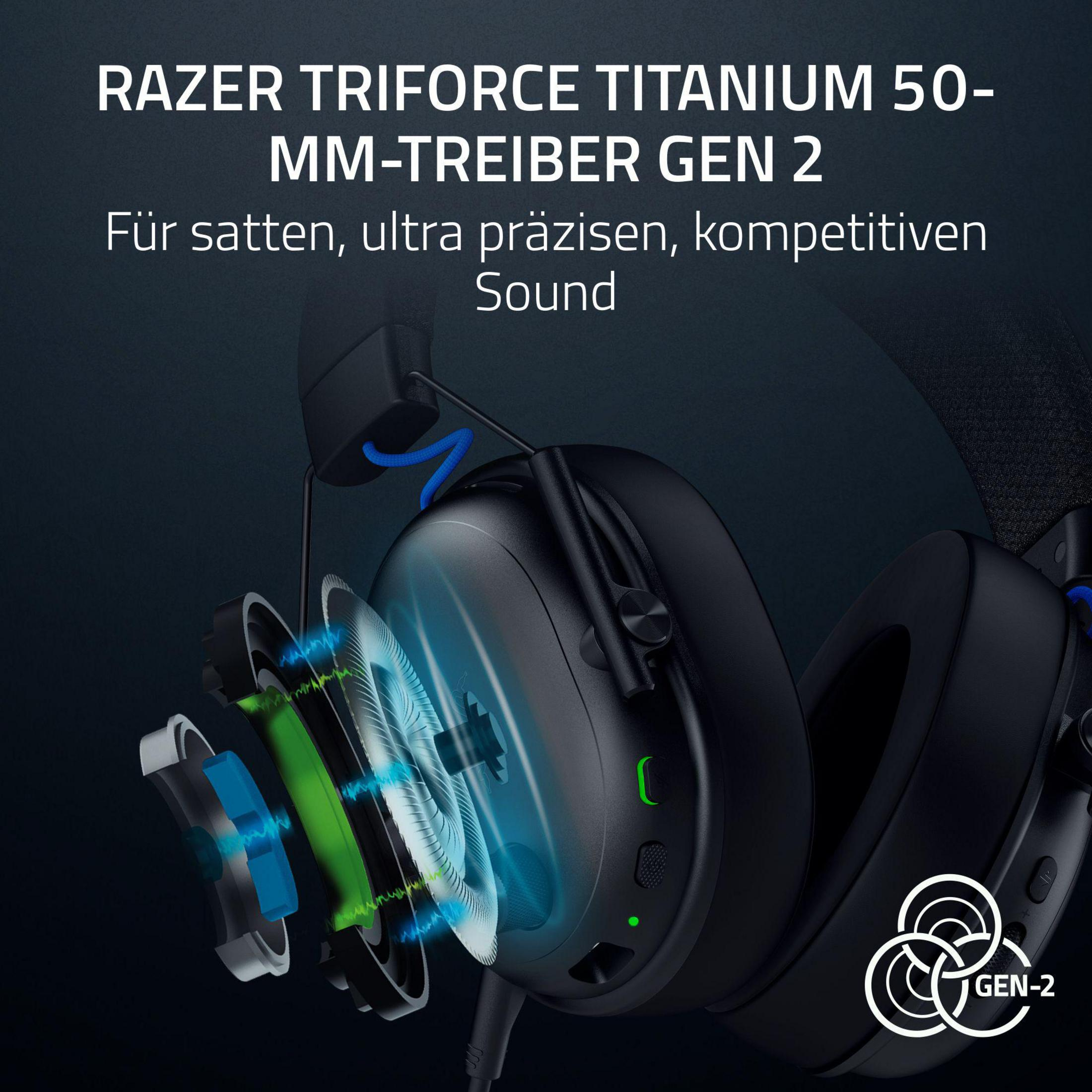Przetworniki Razer TriForce Titanium 50mm Gen 2 dla bogatego, ultraprecyzyjnego dźwięku.