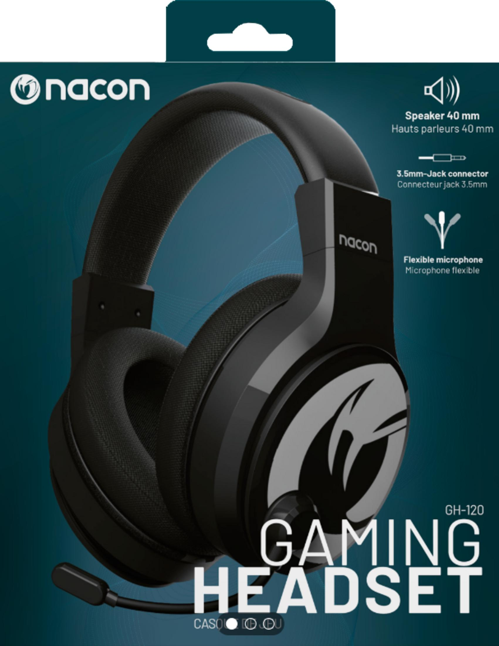 Cuffie gaming Nacon nere con microfono e altoparlanti da 40 mm.