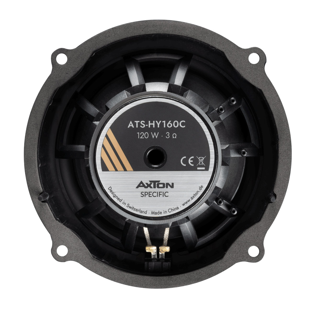 Ein Axton ATS-HY160C 120W 3 Ohm Lautsprecher mit CE-Zeichen.