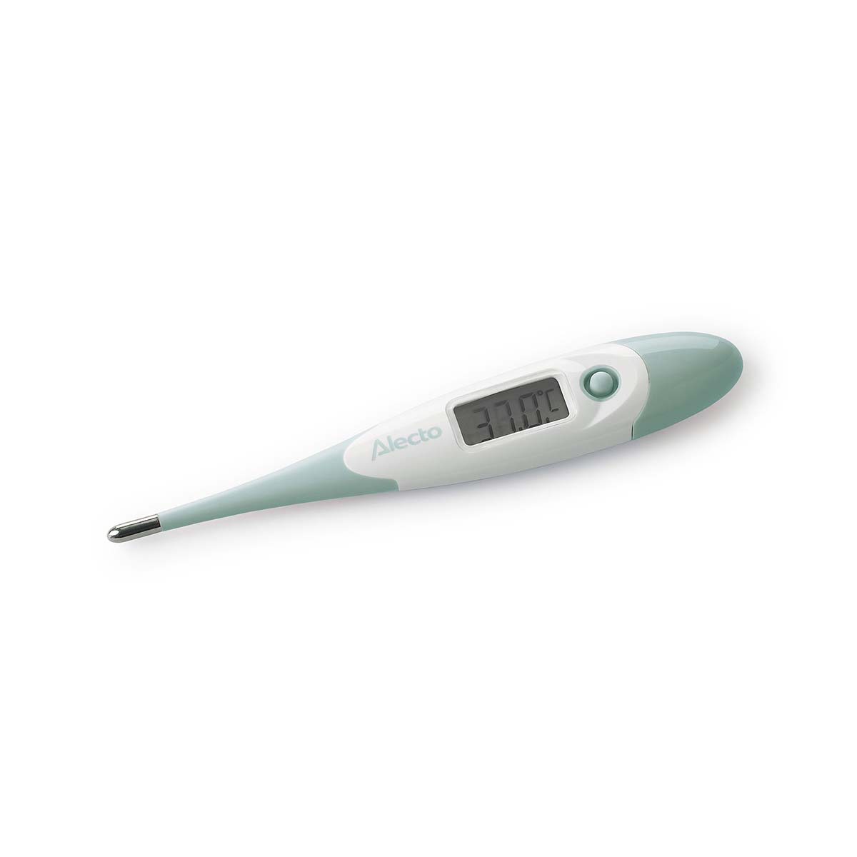 Ein digitales Thermometer mit Alecto-Logo und 37,0°C Anzeige.