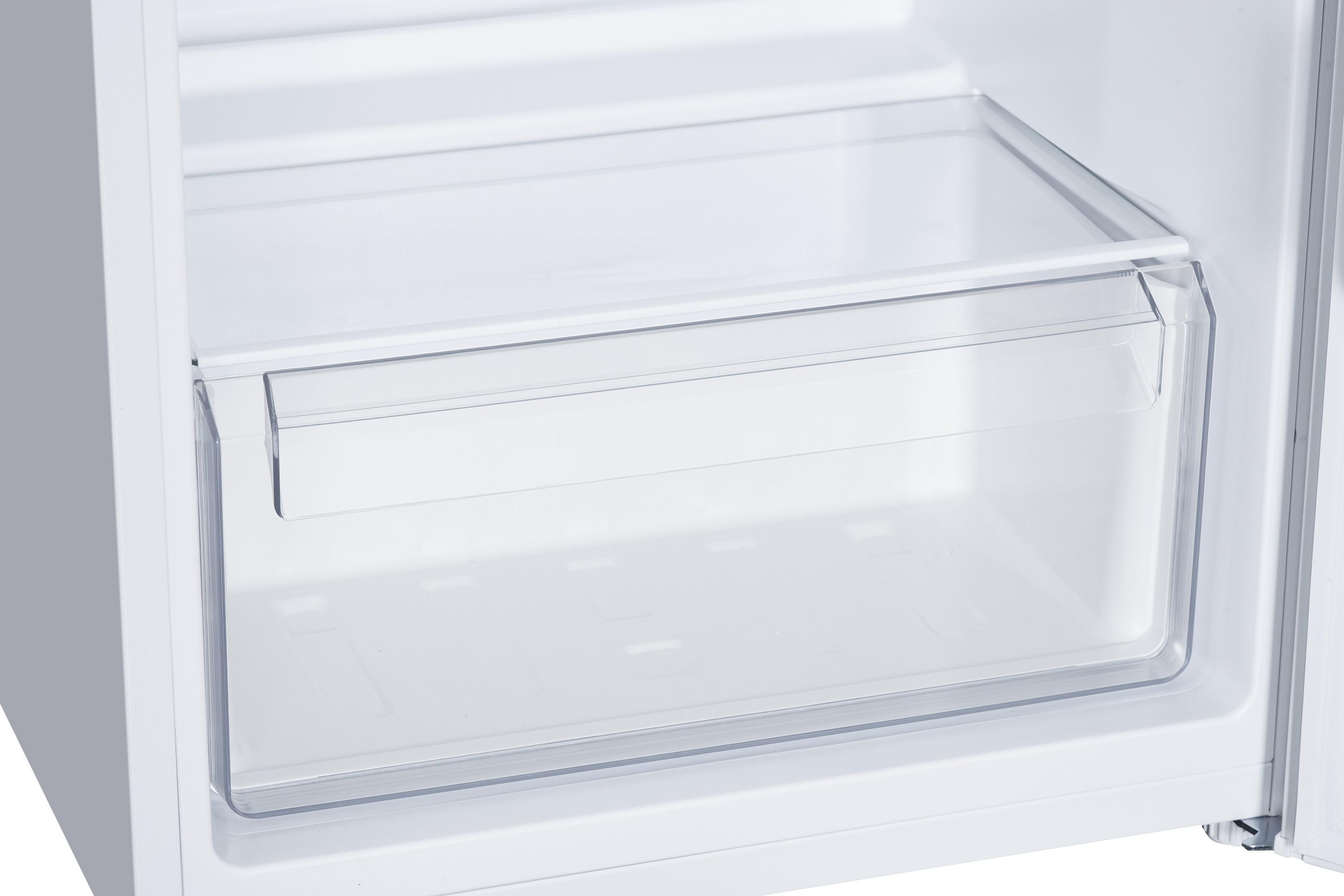 Ein leerer Kühlschublade aus transparentem Kunststoff.