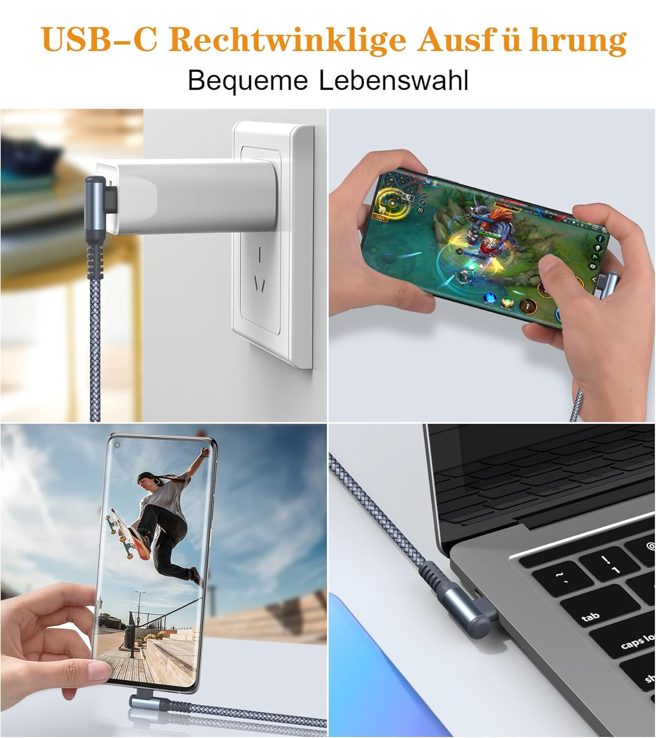 Cable USB-C carga teléfono y portátil, juega un juego.