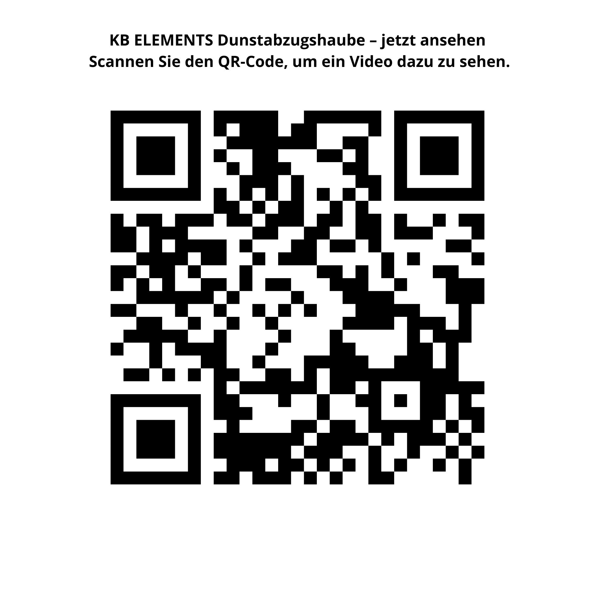 QR-Code mit Text: KB ELEMENTS Dunstabzugshaube – jetzt ansehen.