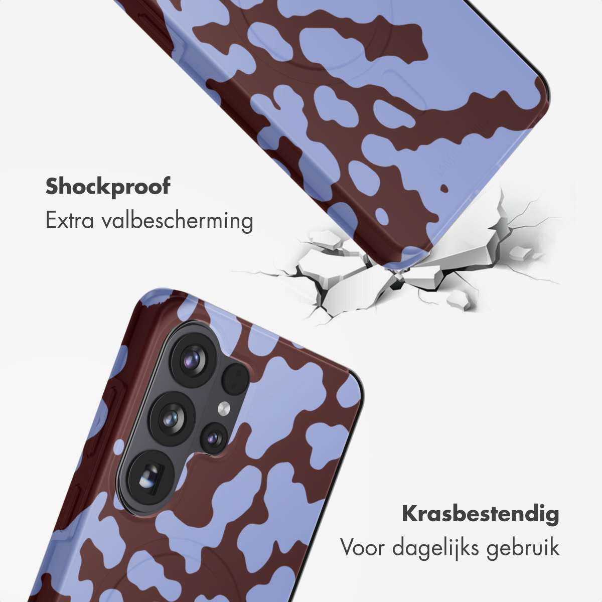 Coque de téléphone à motif violet et marron tombant. Antichoc.