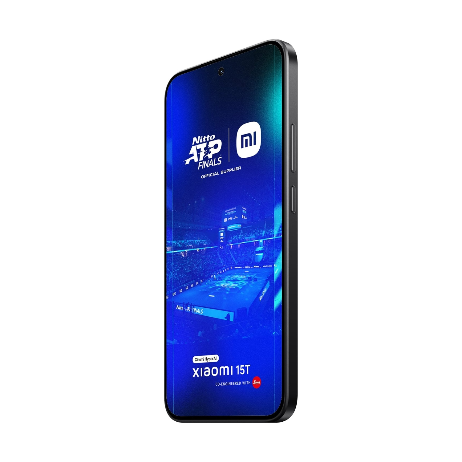 Xiaomi 15T phone with ATP Finals branding. Screen shows tennis court.