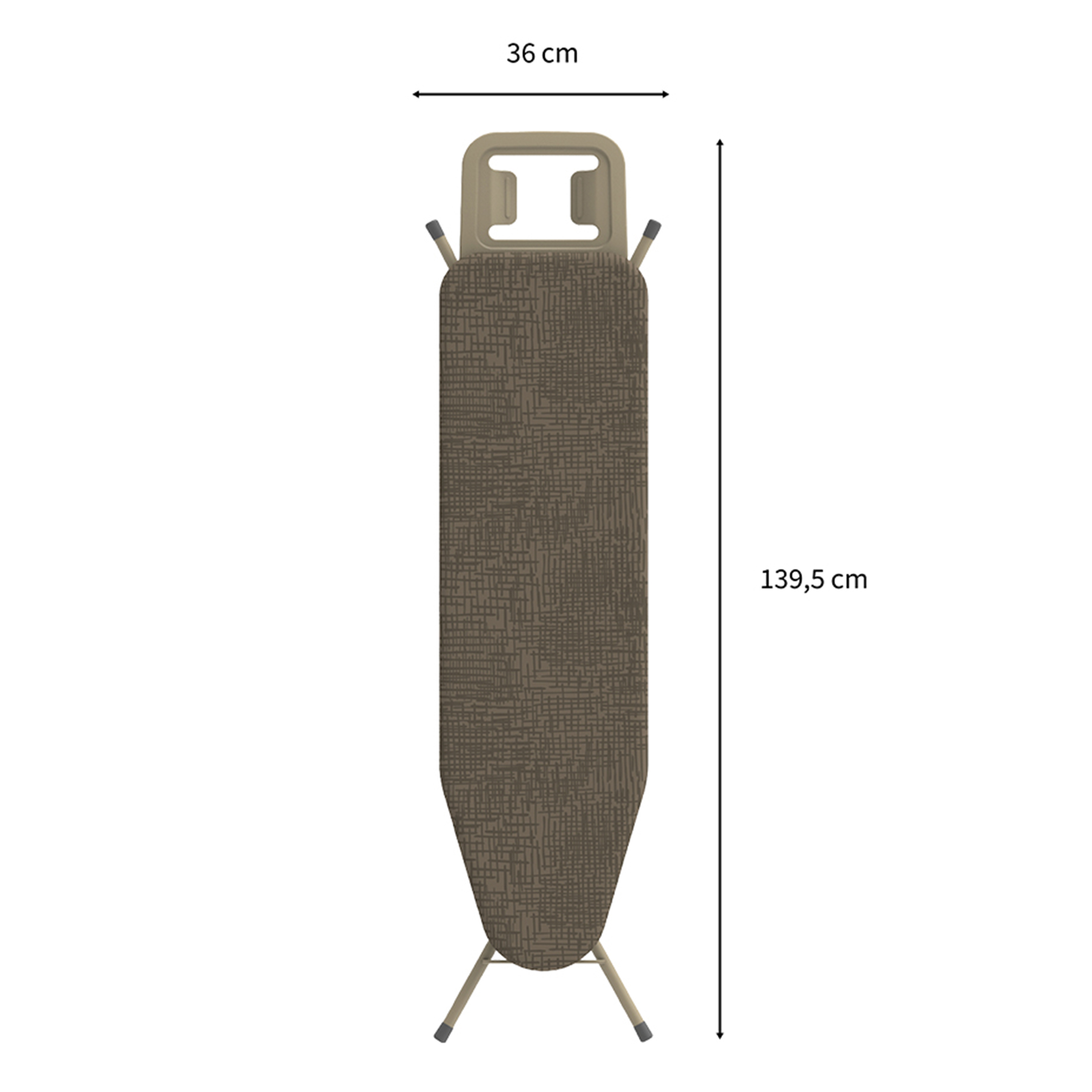 Une planche à repasser marron à motifs, 36x139,5 cm.
