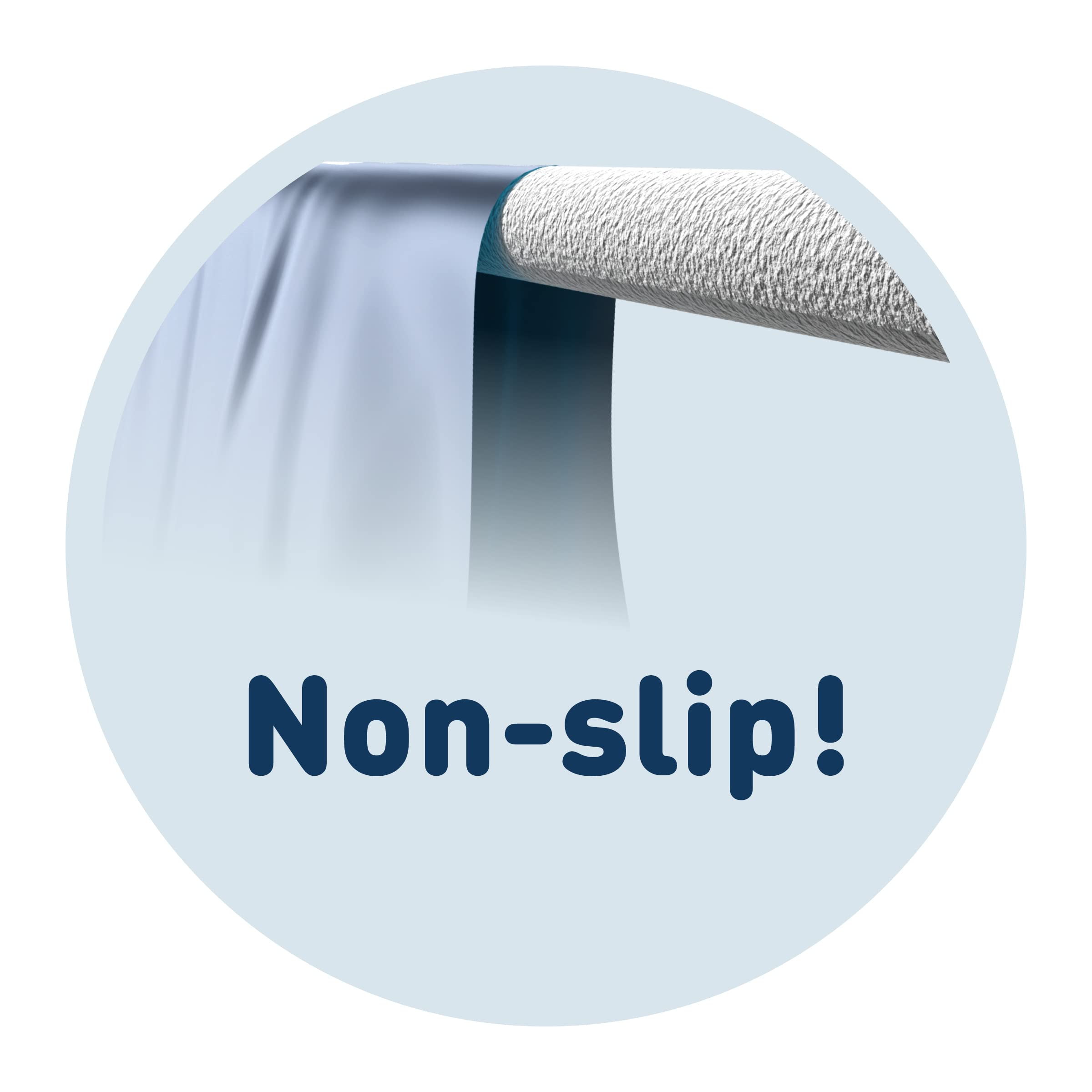 Un tissu bleu s'enroule autour d'une tige texturée. Antidérapant !