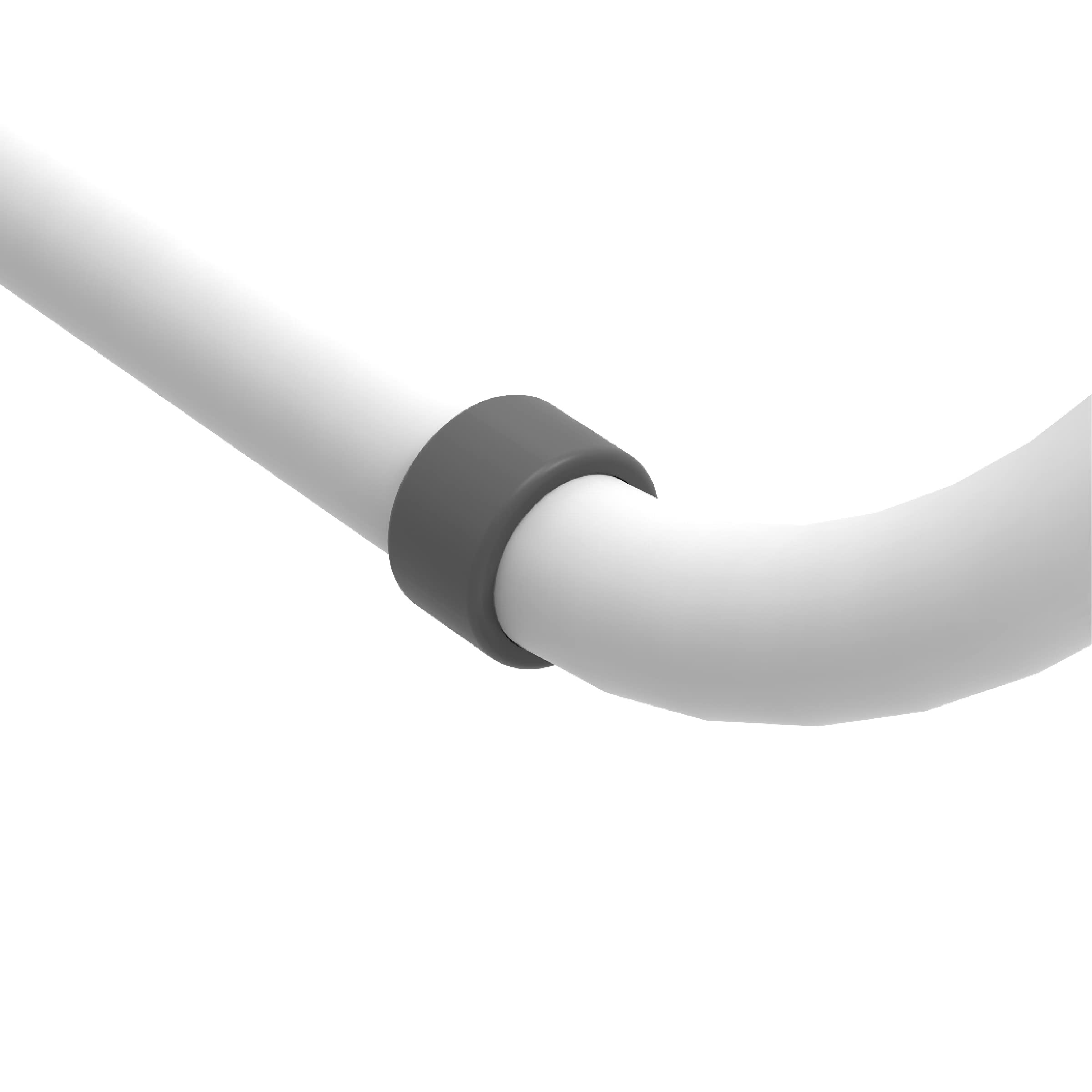 A gray ring around a white pipe bending.