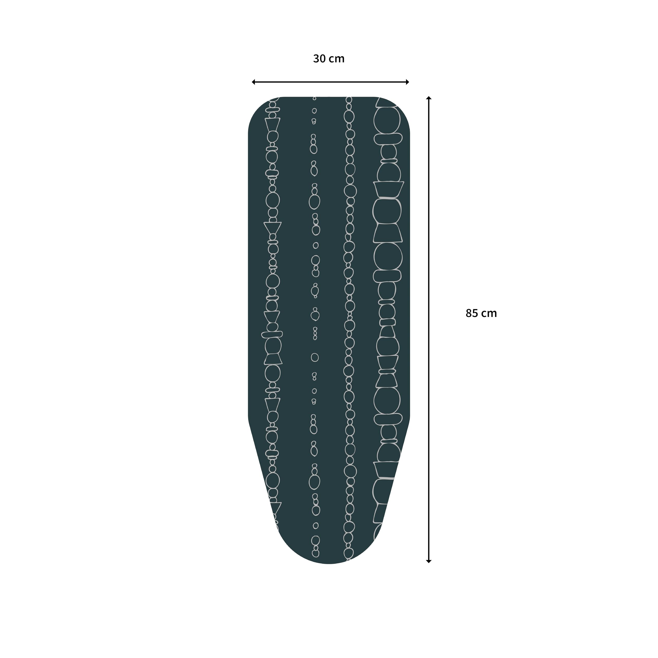 Housse de planche à repasser bleu foncé avec motifs de chaînes blanches. Mesure 30x85 cm.