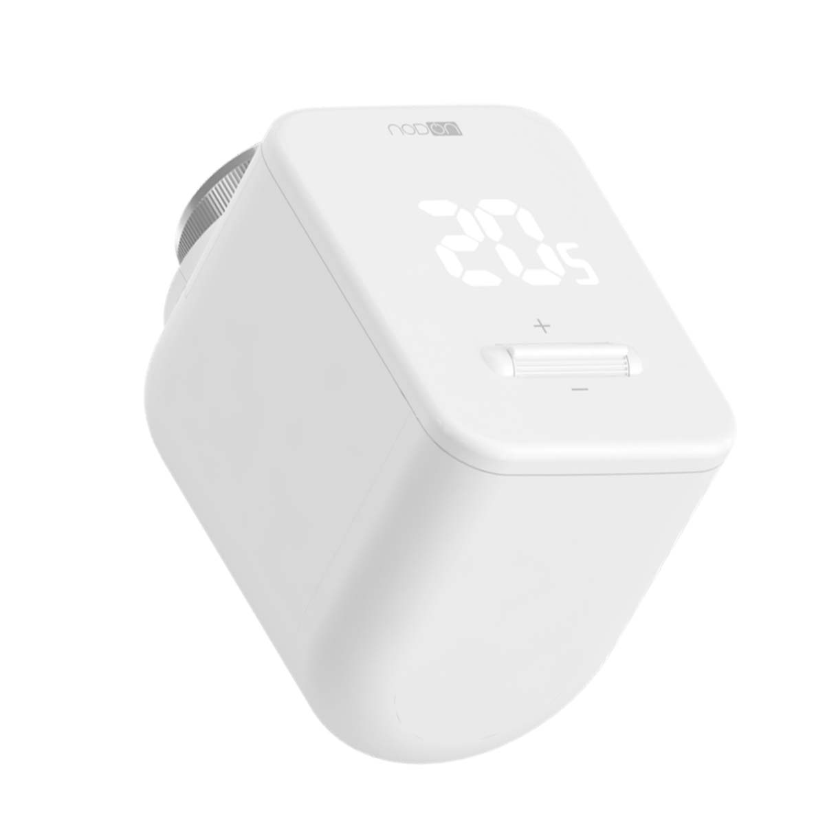 Un termostato digital blanco que muestra "20.5" en pantalla.