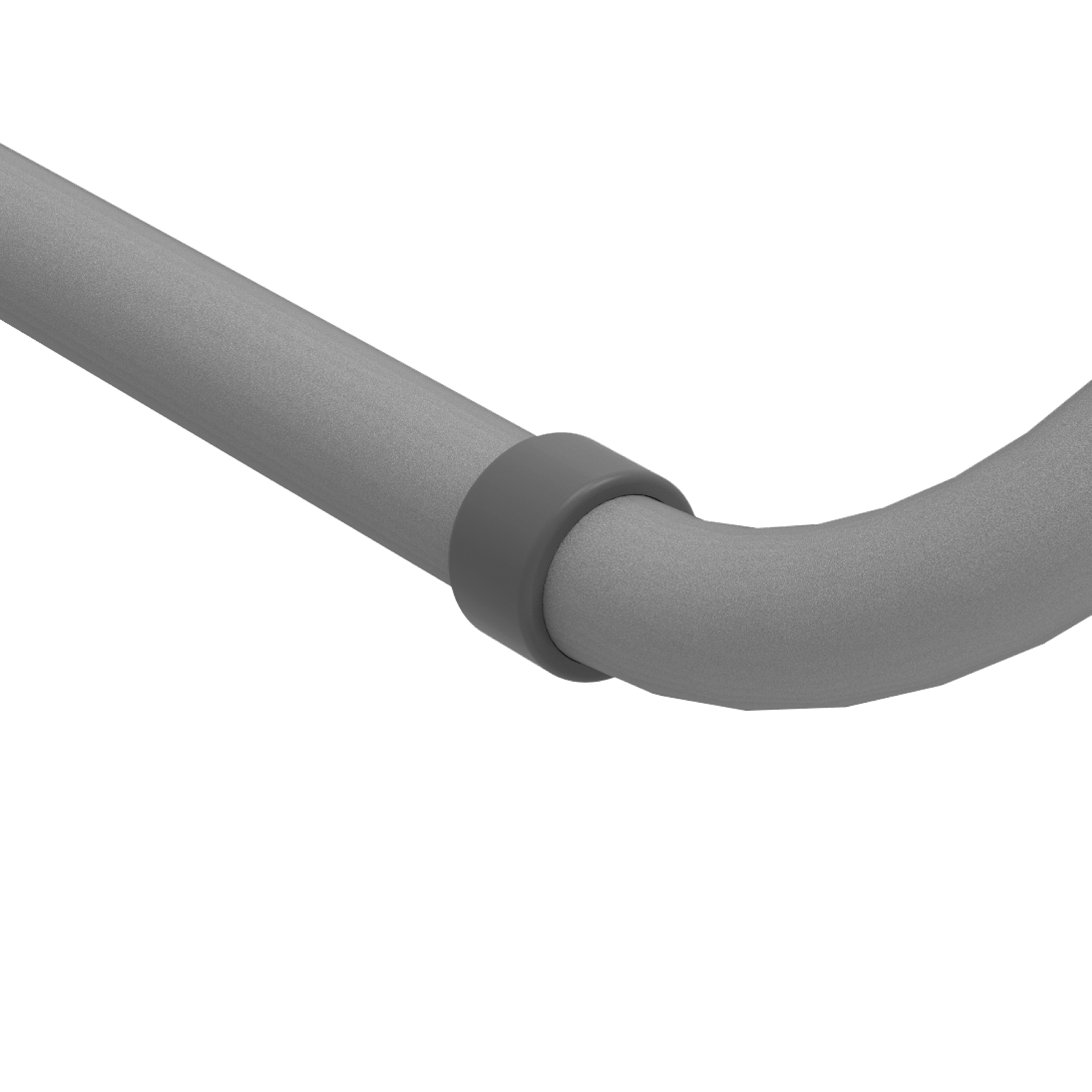 Gray pipe with a gray connector sleeve, on a white background.