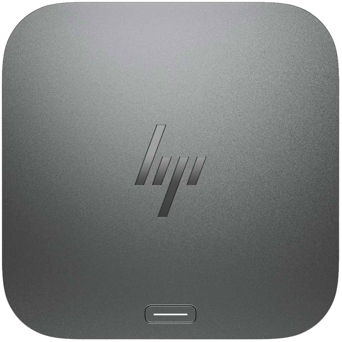 Eine graue HP Dockingstation mit dem HP-Logo oben.