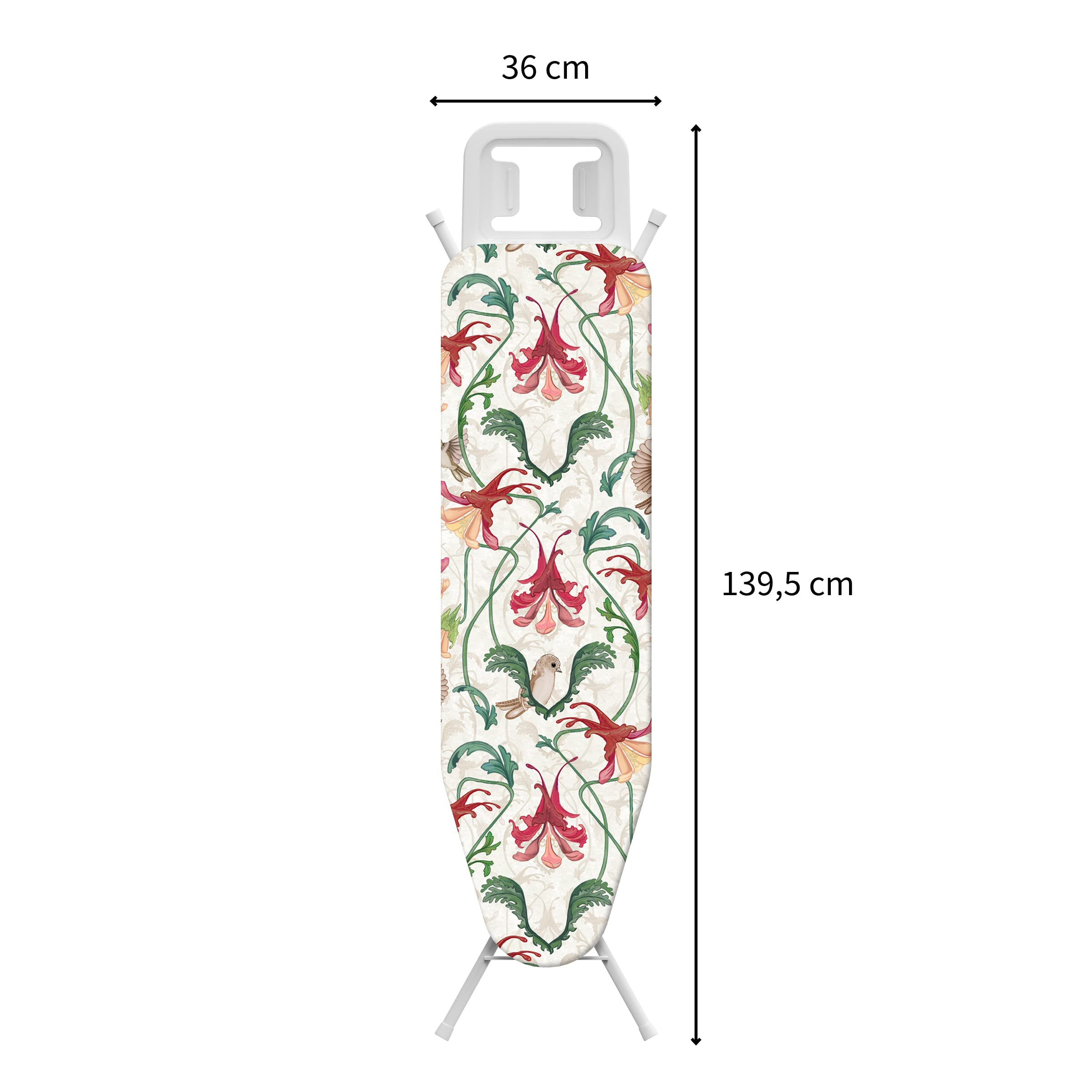 Table à repasser à motif floral, 36x139,5 cm.