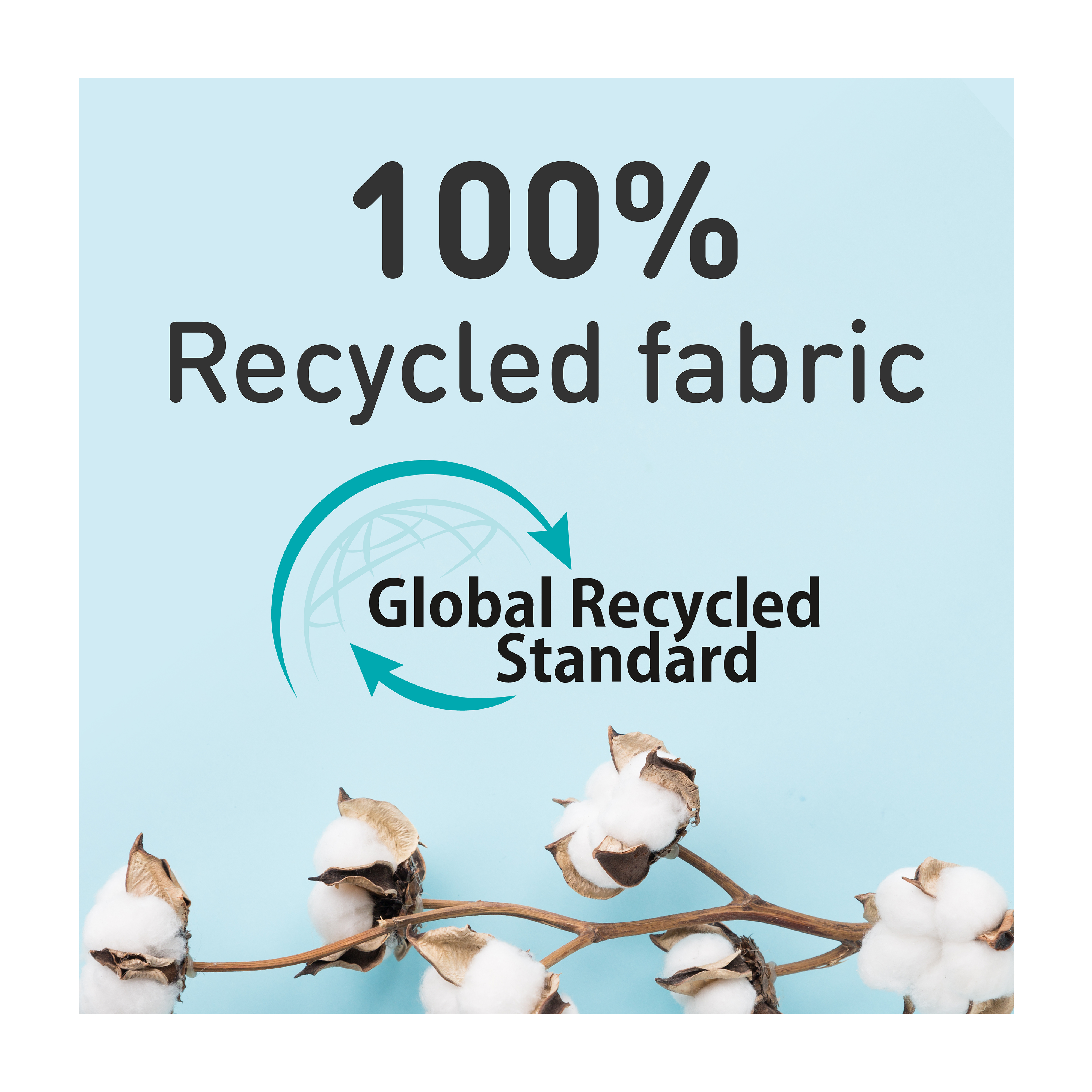 100% recycelter Stoff, Global Recycled Standard.