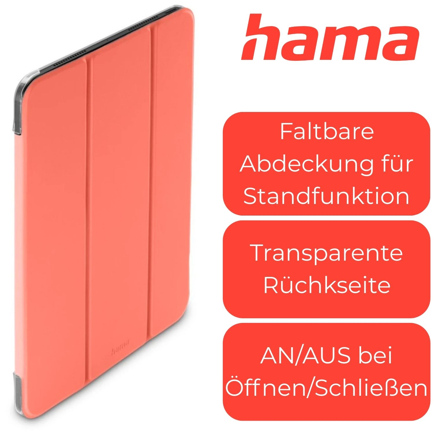 Etui Hama na tablet: Składane, przezroczyste, funkcja WŁ./WYŁ.