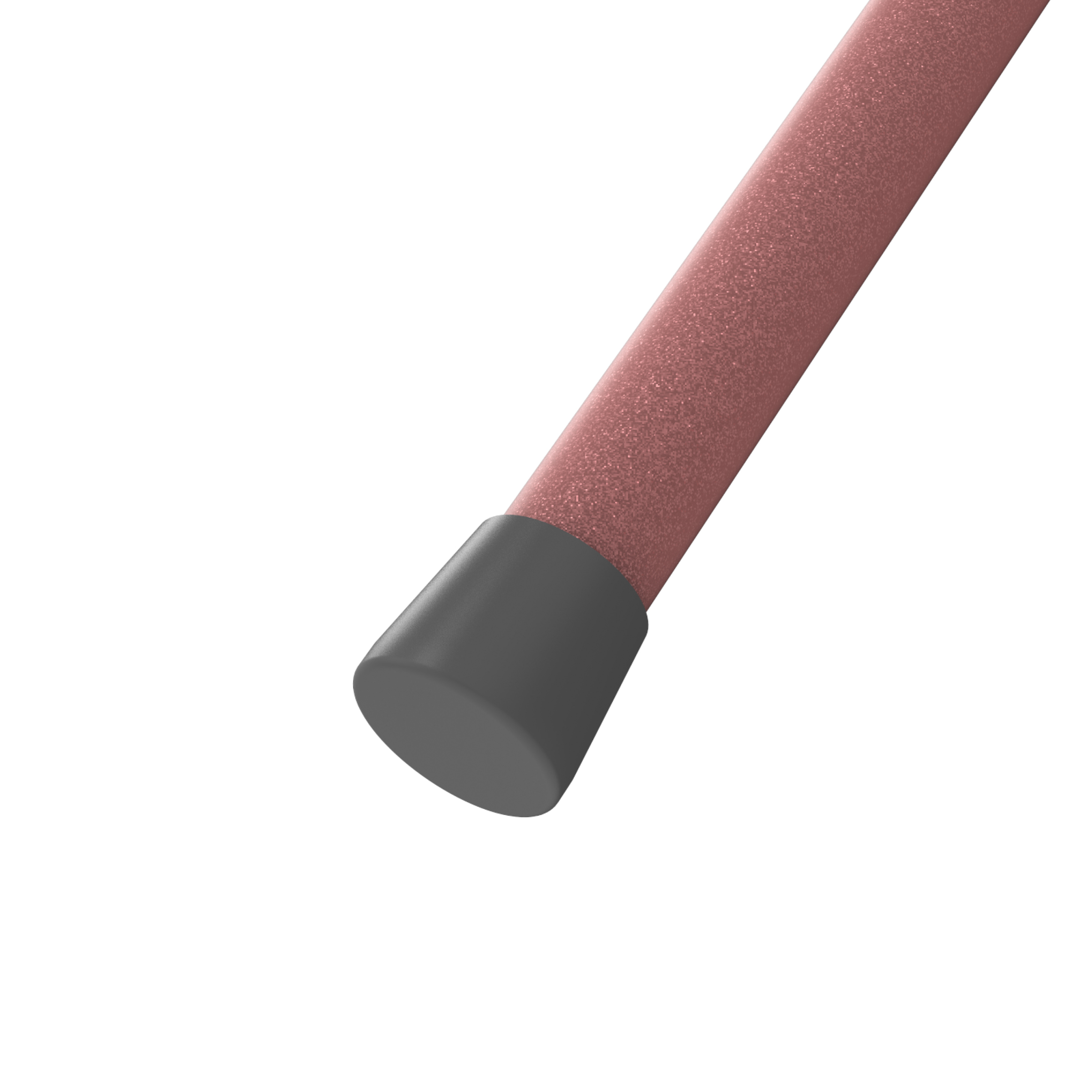 A rose gold textured rod with a grey cap on a white background.