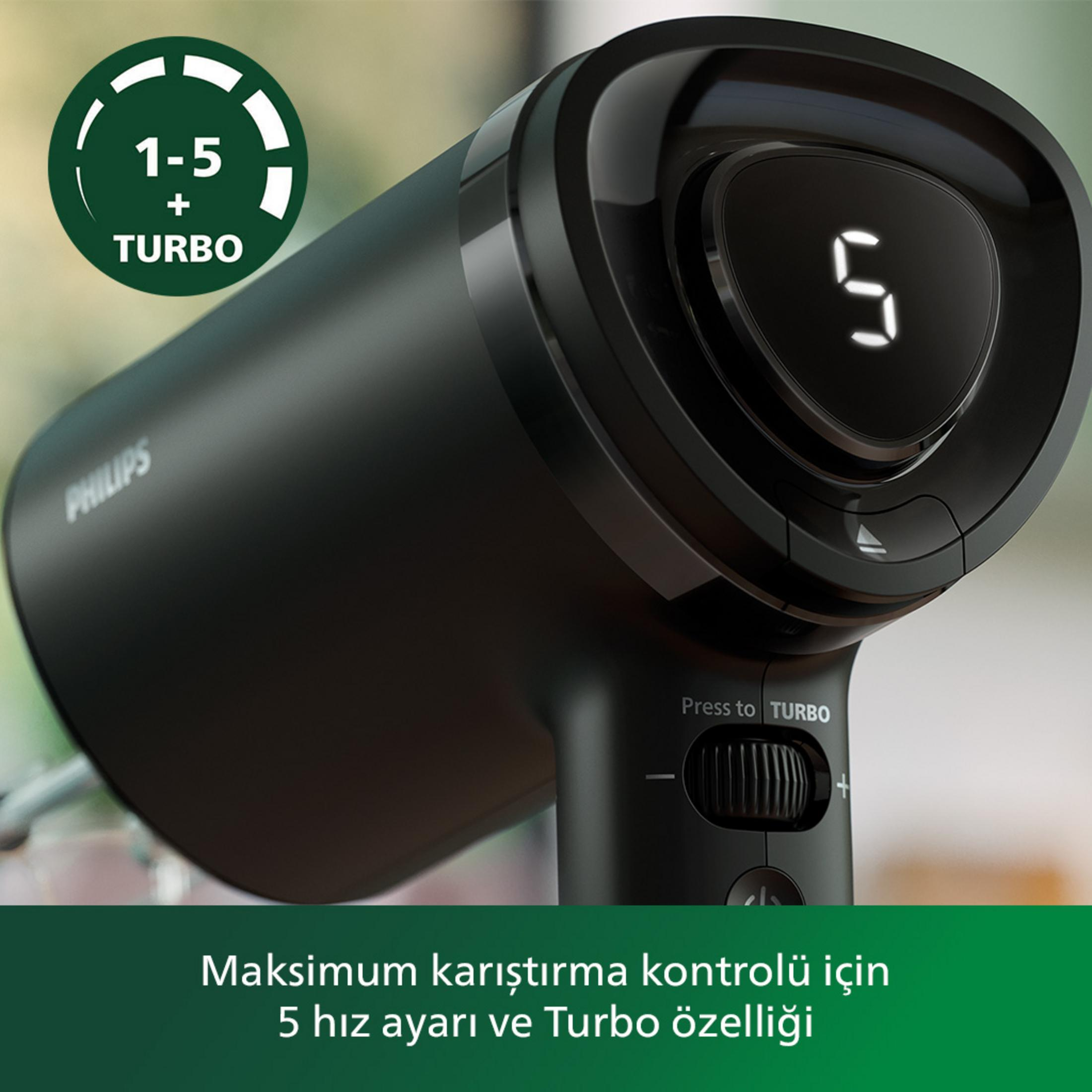 Czarny mikser Philips z cyfrowym wyświetlaczem (5) i funkcją turbo.