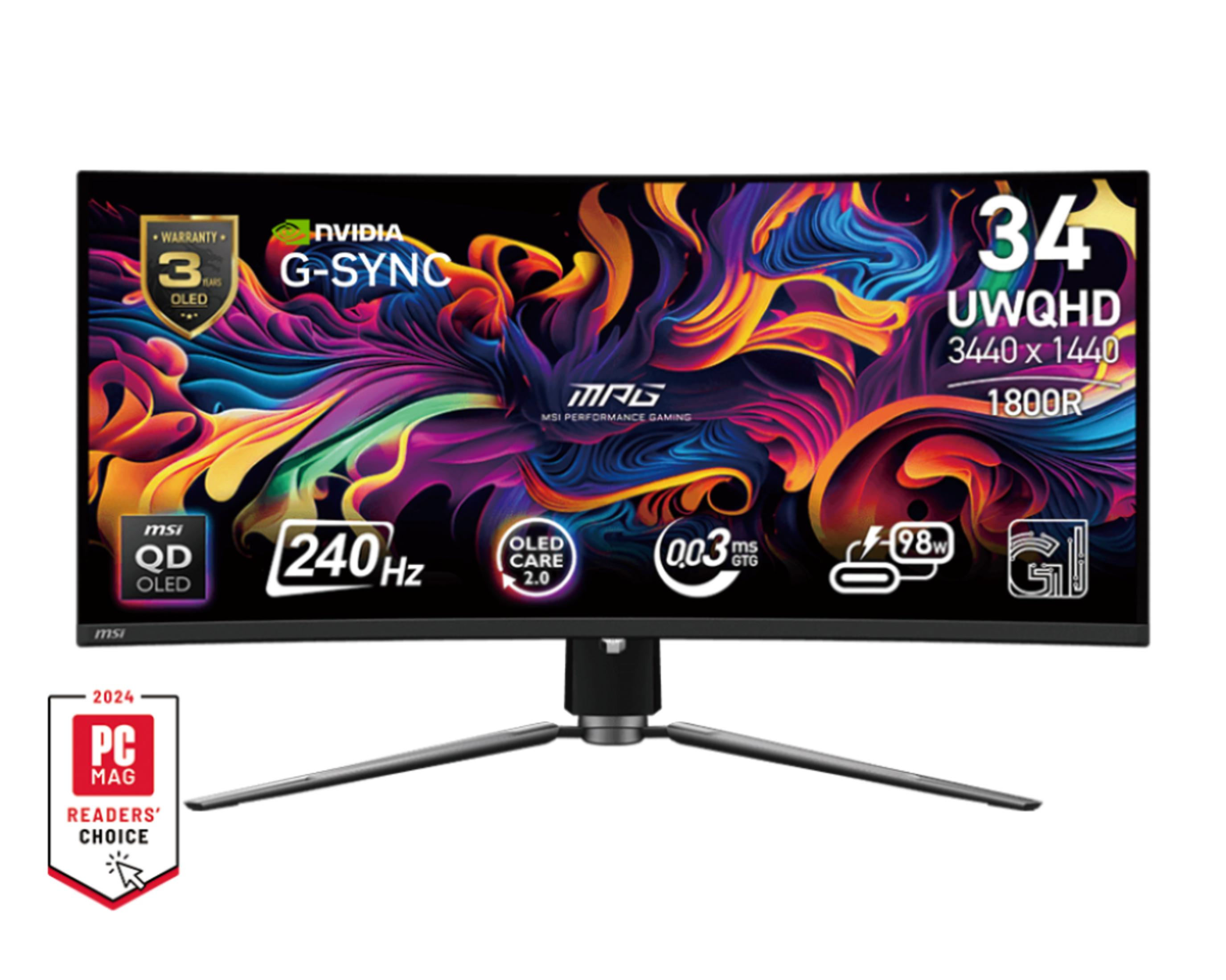 MSI MPG 341CQPX QD-OLED 34,18 inç UWQHD 0,03 ms 240 Hz Gaming Monitör Siyah