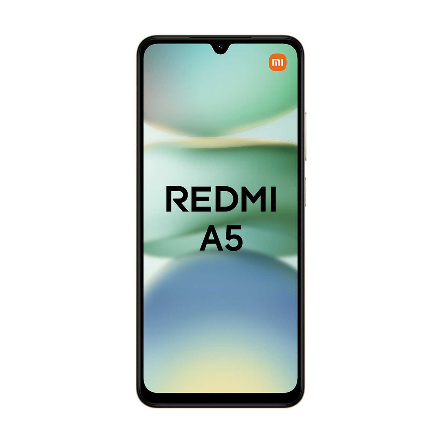 Złoty smartfon z napisem REDMI A5 i logo Mi.