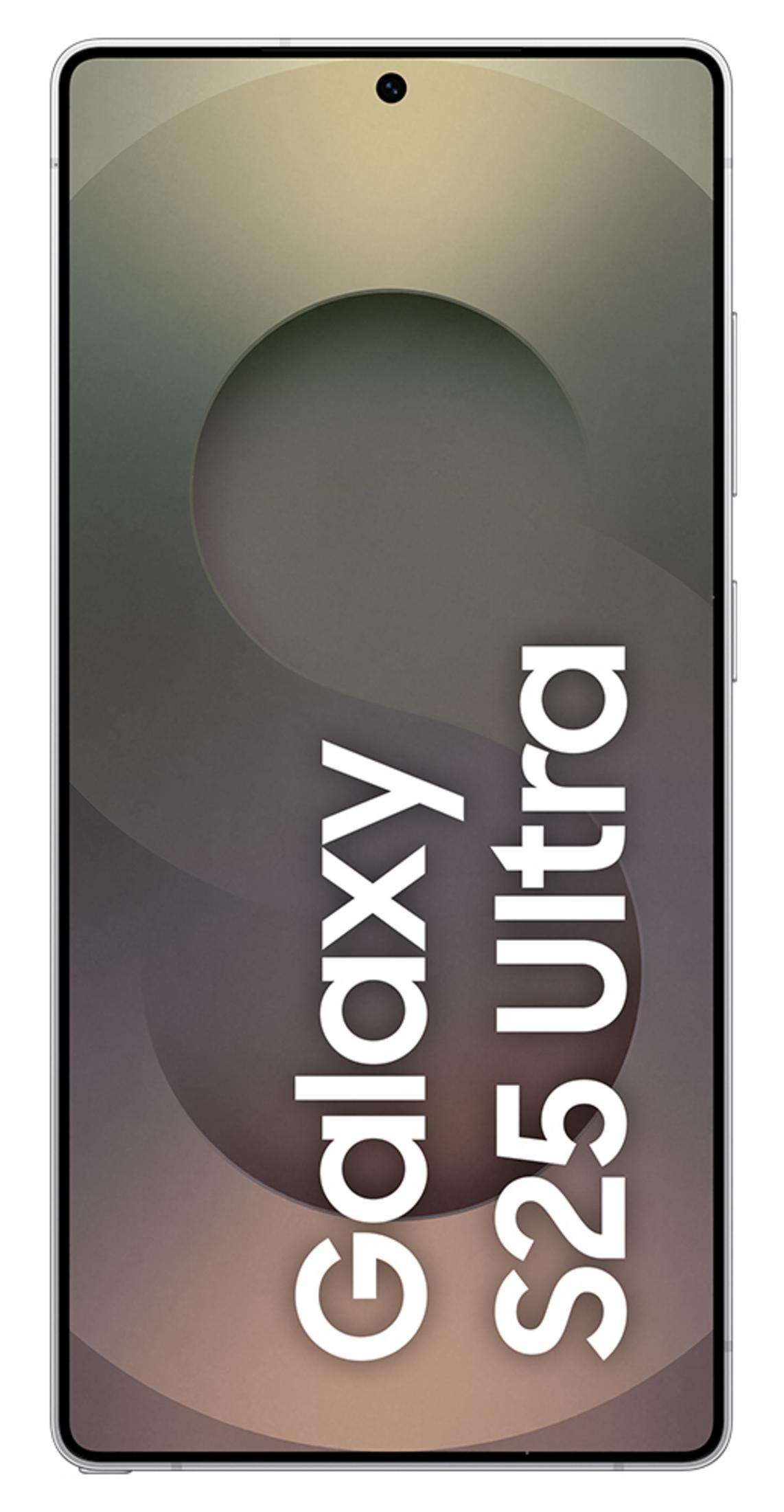 Smartfon z napisem "Galaxy S25 Ultra" na neutralnym tle.