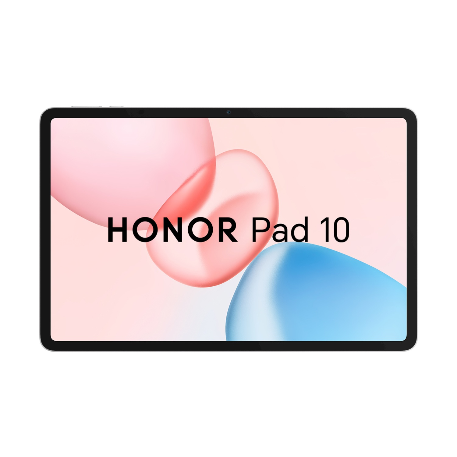 Tablet HONOR Pad 10 wyświetla różowe i niebieskie abstrakcyjne kształty.