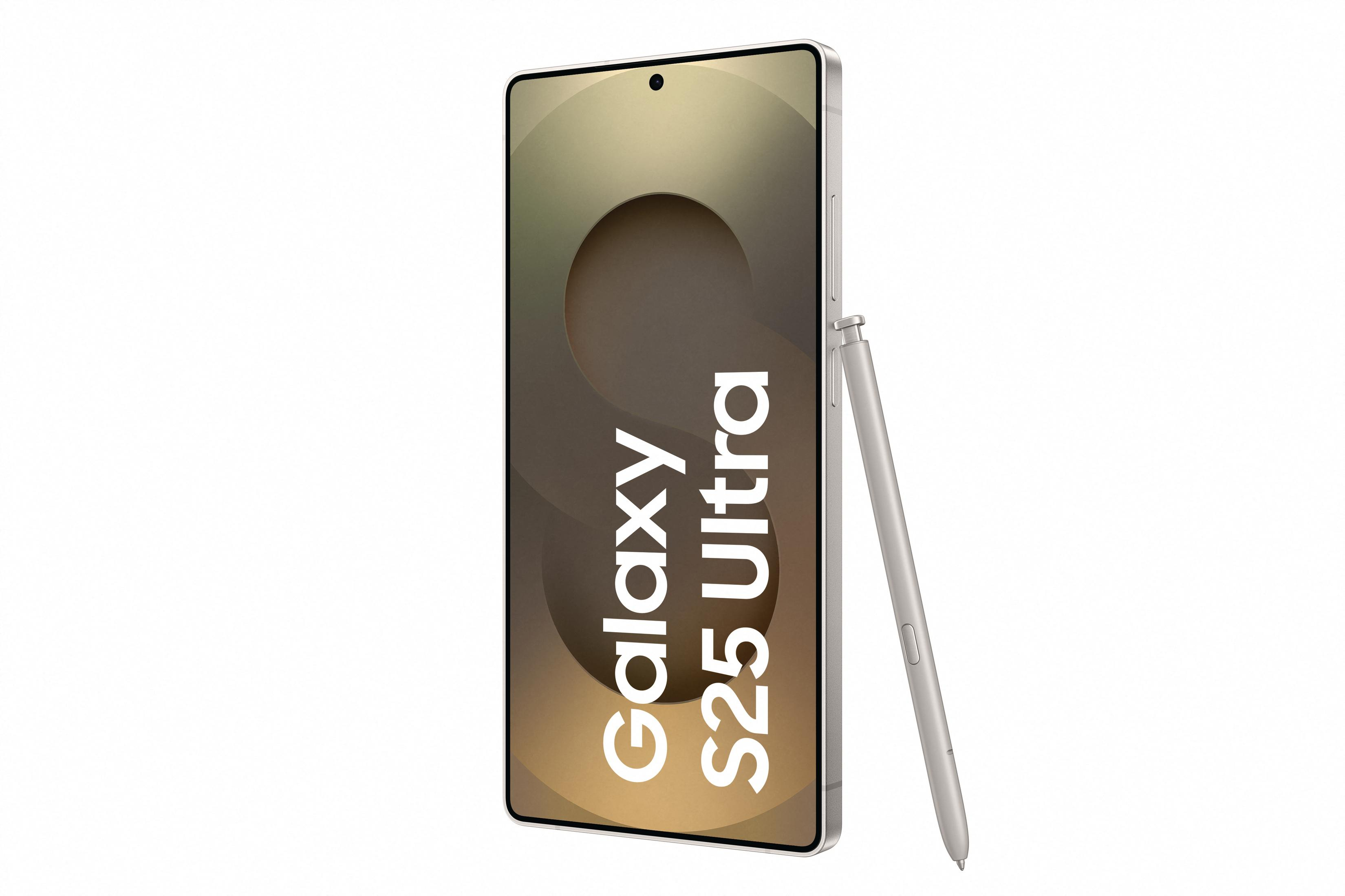 Srebrny smartfon z rysikiem, Galaxy S25 Ultra na ekranie.