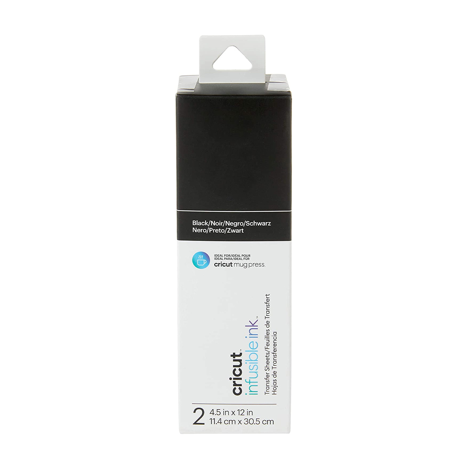 Schwarze Cricut Infusible Ink Transfer Sheets, 4.5x12 Zoll, für Tassenpressen.
