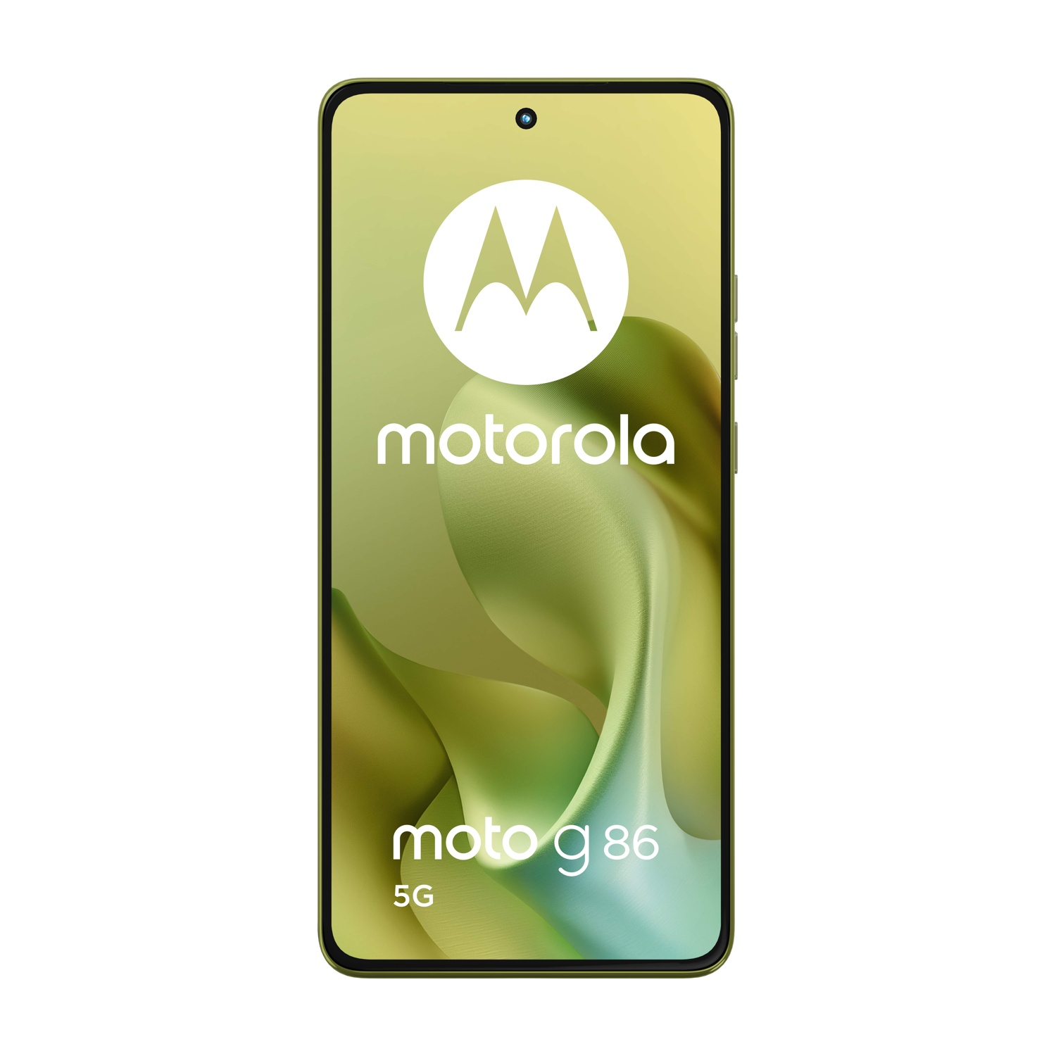 Zielony smartfon Motorola Moto G 86 5G z logo i napisem Motorola.