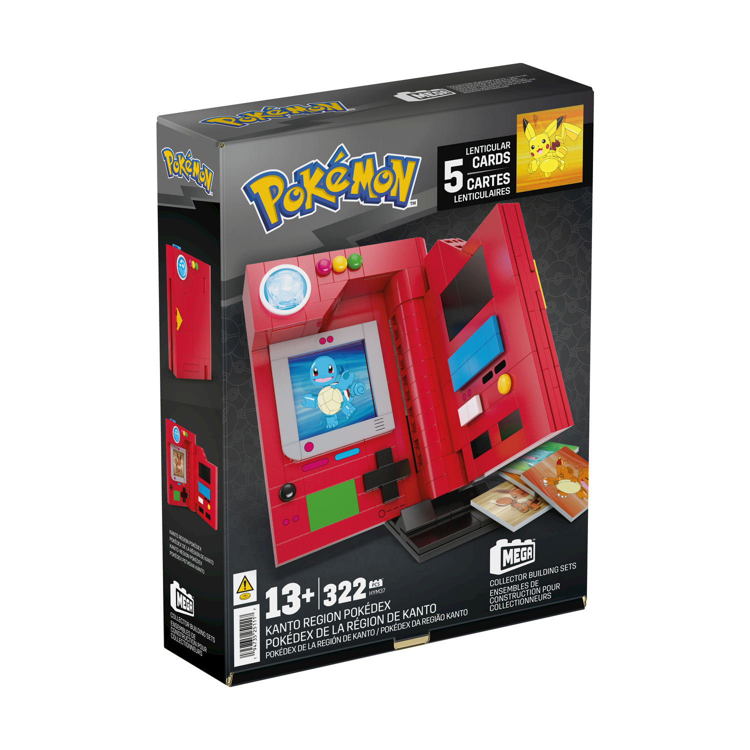 Pudełko zestawu konstrukcyjnego Pokemon Kanto Region Pokedex Mega Construx. Pokazuje Squirtle.