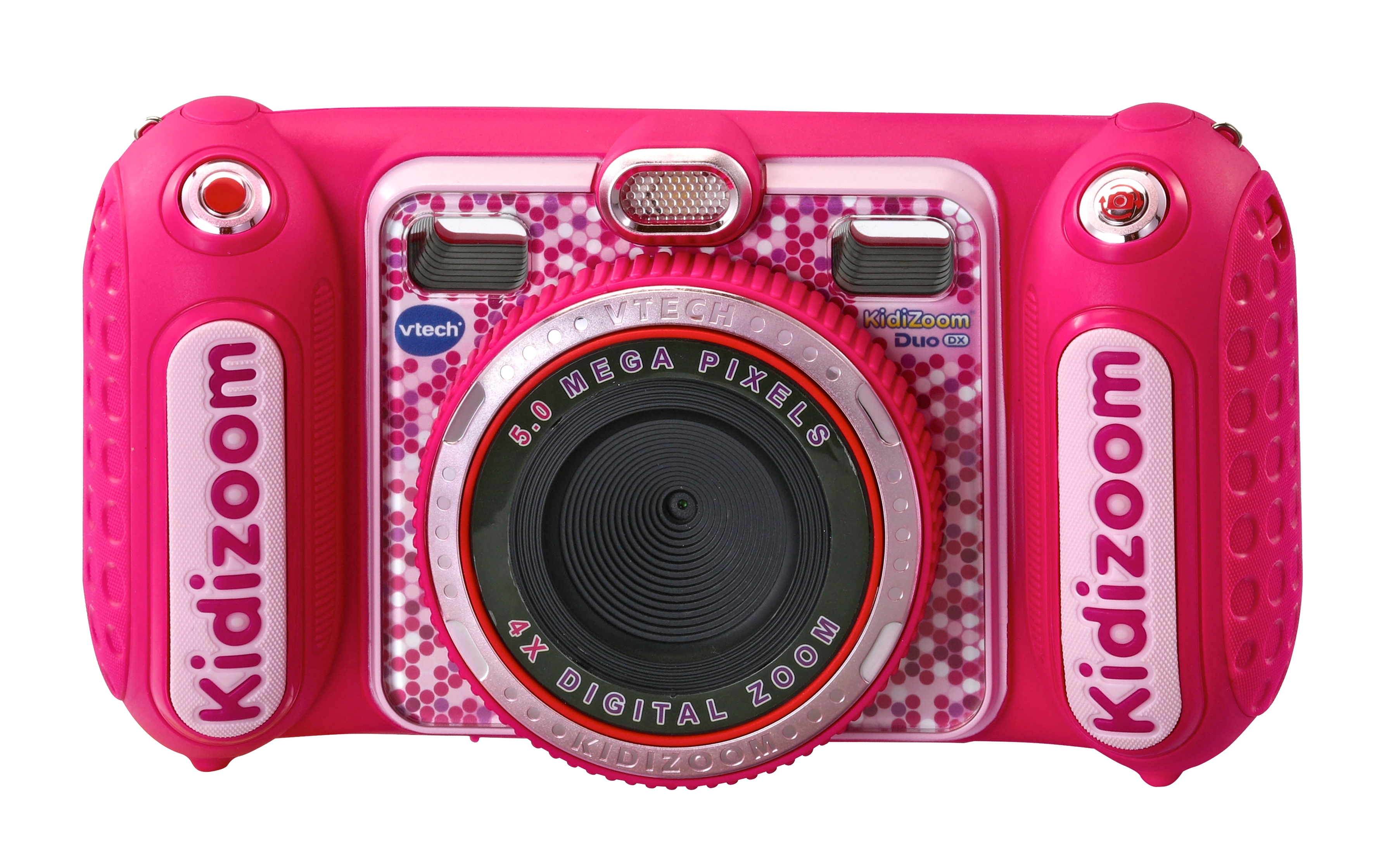 Una fotocamera digitale rosa Kidizoom con obiettivo fantasia.