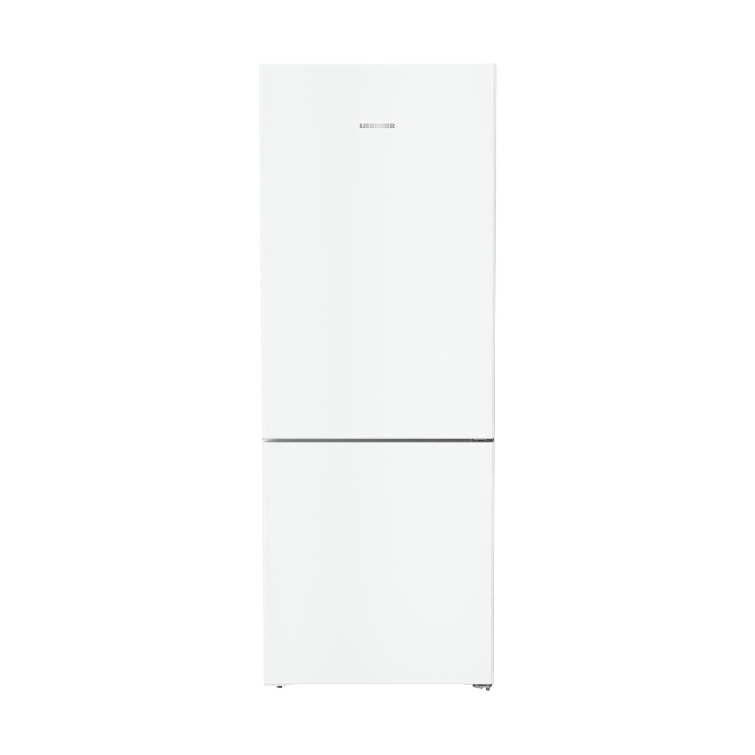 Ein weißer Kühlschrank mit einem Liebherr-Logo oben.