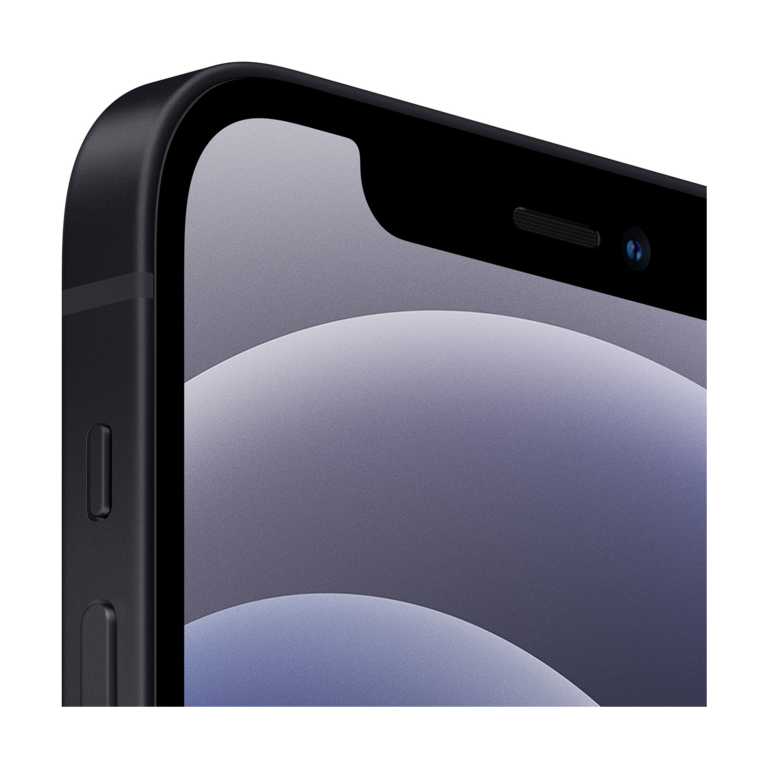 Primo piano della parte superiore di uno smartphone nero con fotocamera e griglia altoparlante.