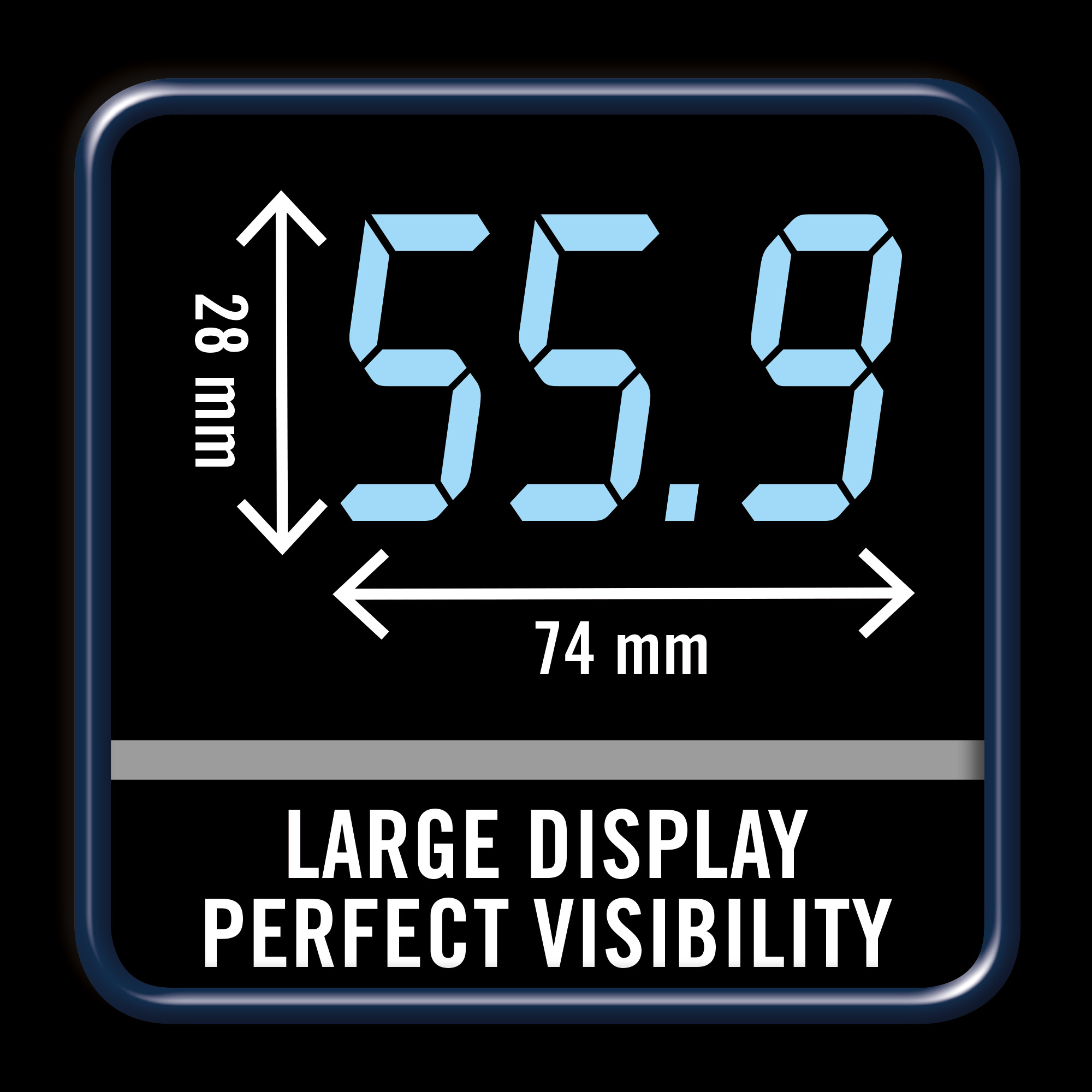 Duży wyświetlacz 55,9 x 74 mm, doskonała widoczność.
