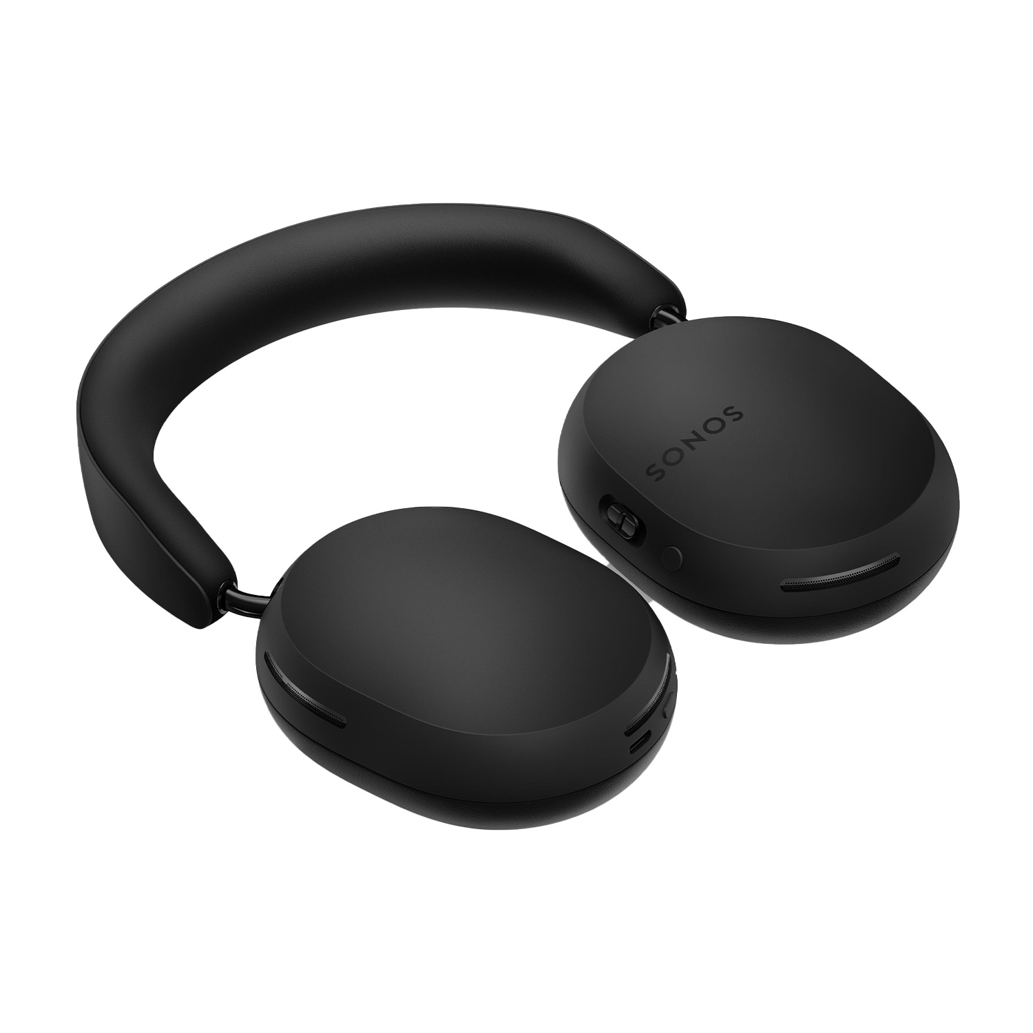Czarne słuchawki Sonos z wyściełanym pałąkiem i nausznikami.