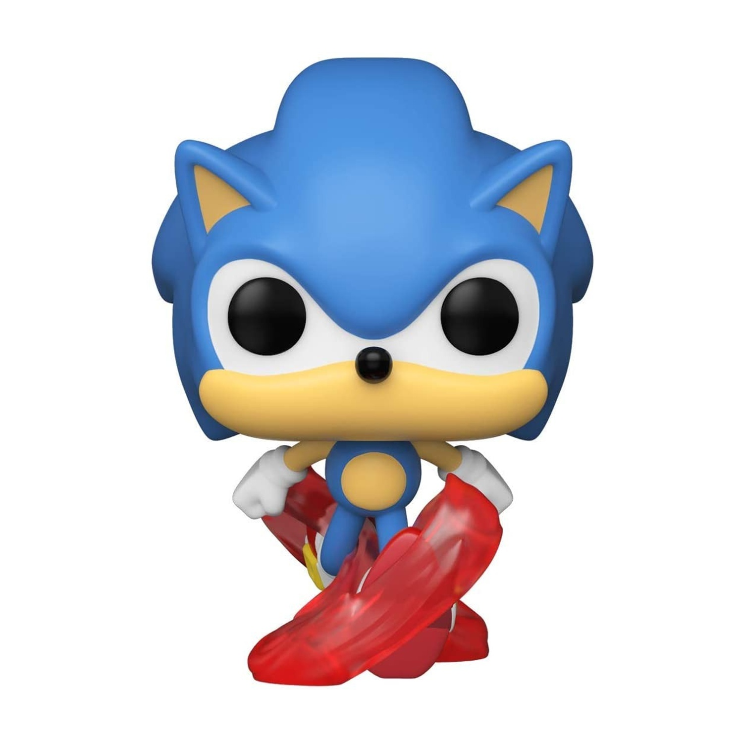 Un personaggio figura pop Sonic blu con anelli rossi.