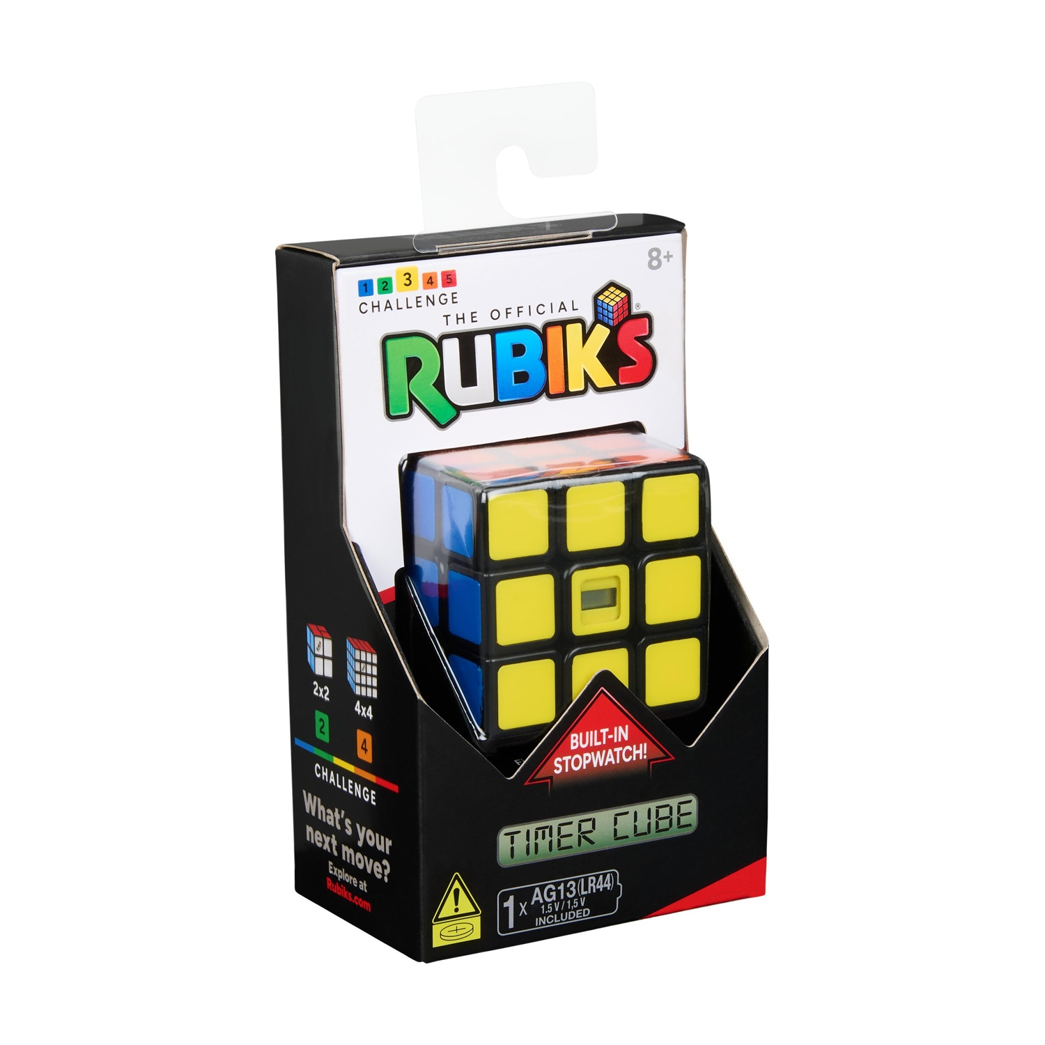 Ein Rubik's Timer Cube mit eingebauter Stoppuhr in der Verpackung.