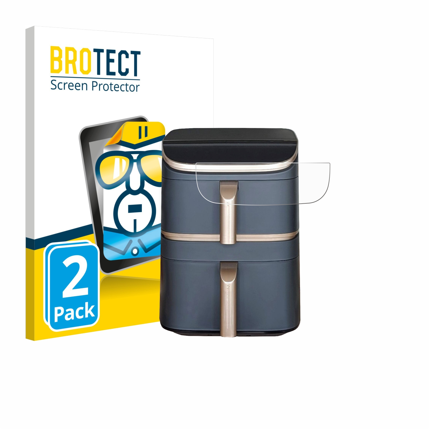 BROTECT Displayschutz für 2 Geräte, dunkelgraues Reise-Etui mit zwei Fächern.