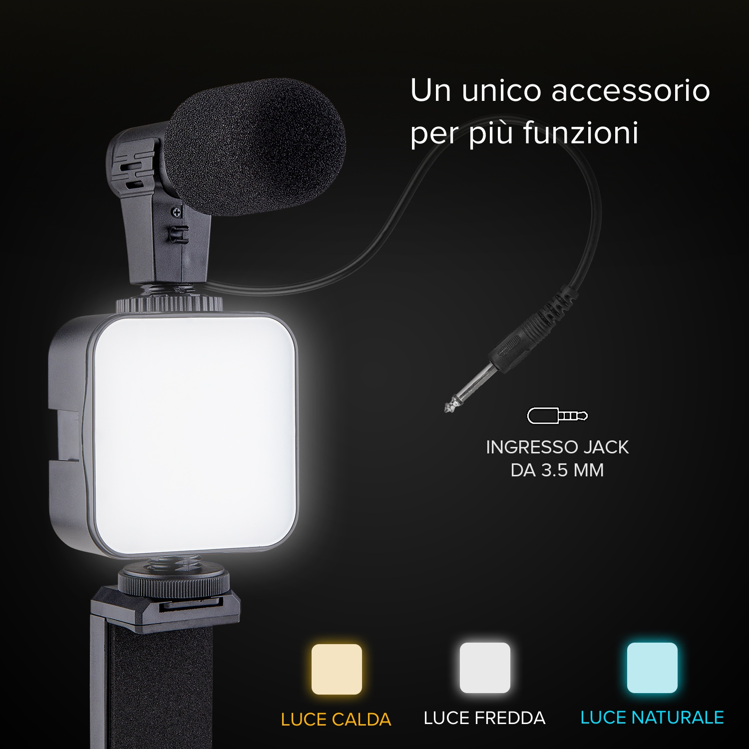 Un accesorio único con múltiples funciones y entrada jack de 3,5 mm.