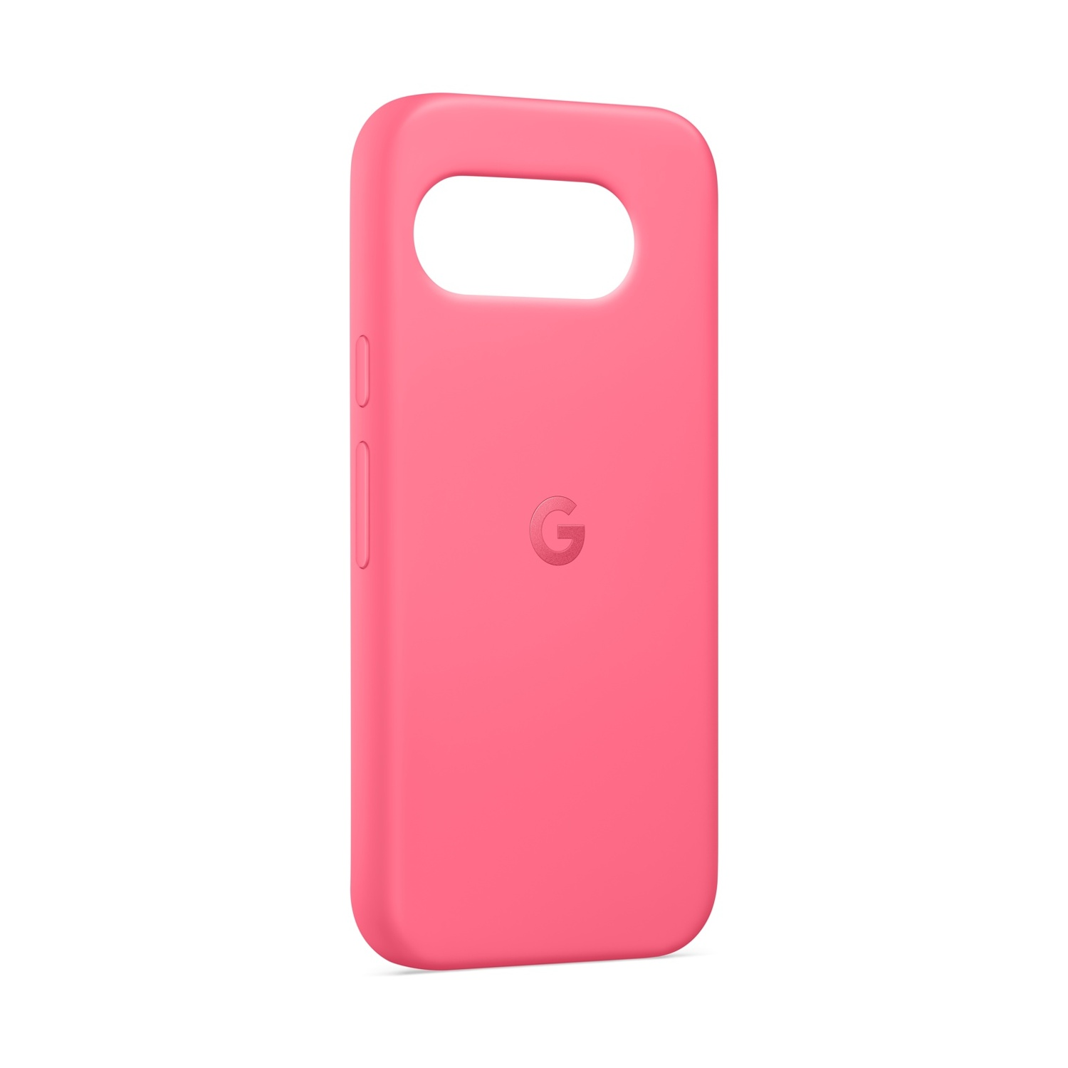 Una custodia per telefono rosa acceso con logo Google.